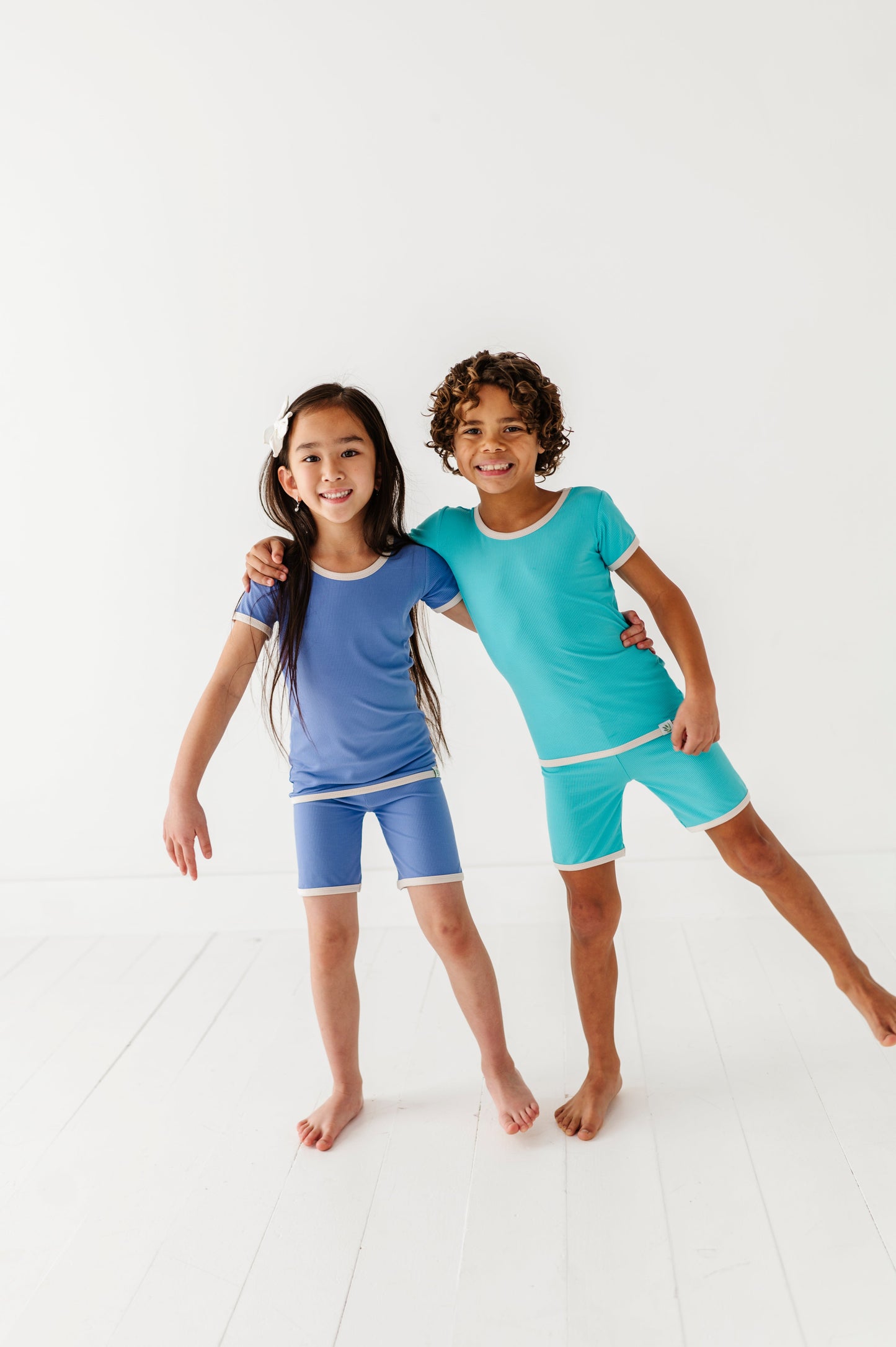 PERIWINKLE | Tee + Biker Shorts RIB SET