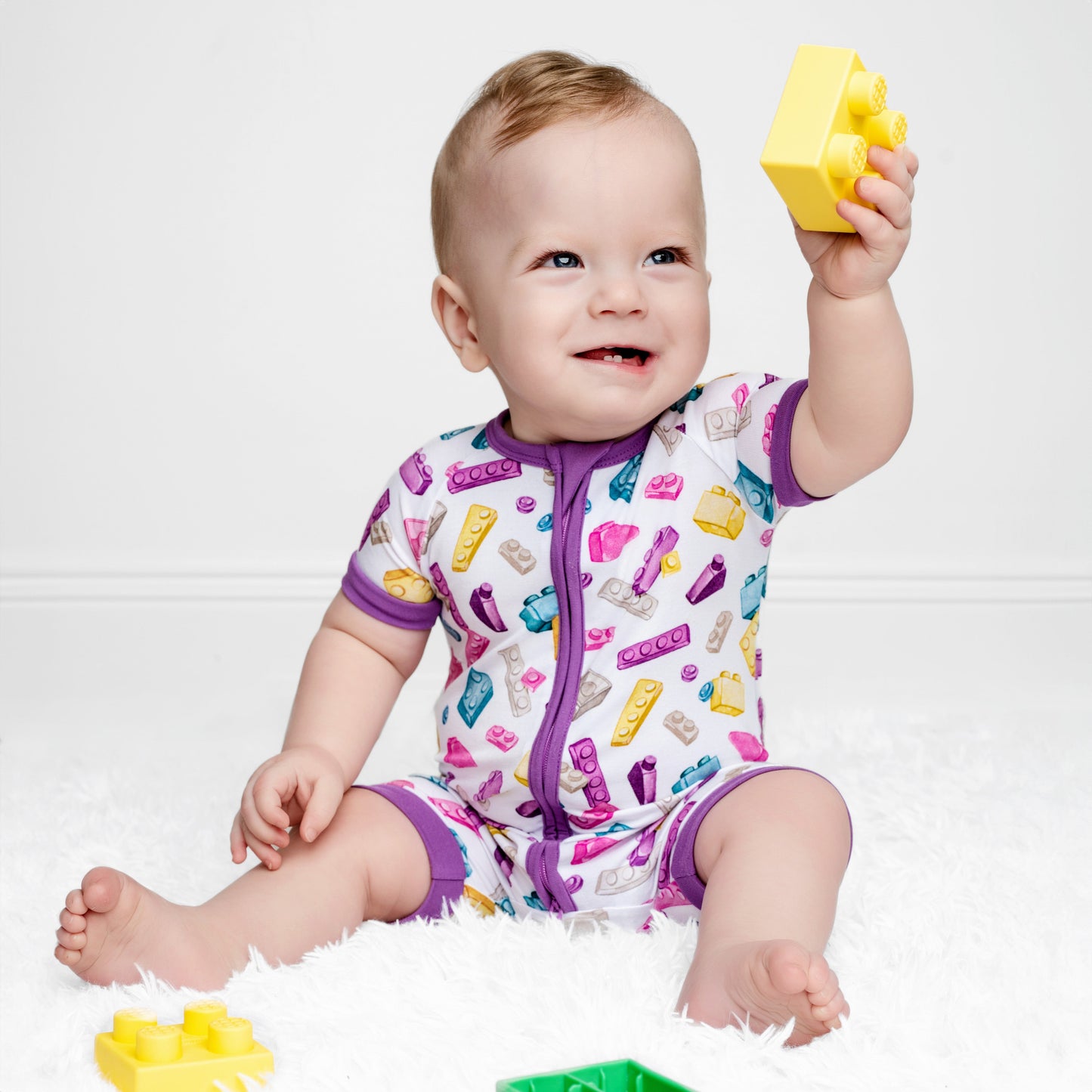 Block Party (Purple) Short Sleeve Romper BDLJ