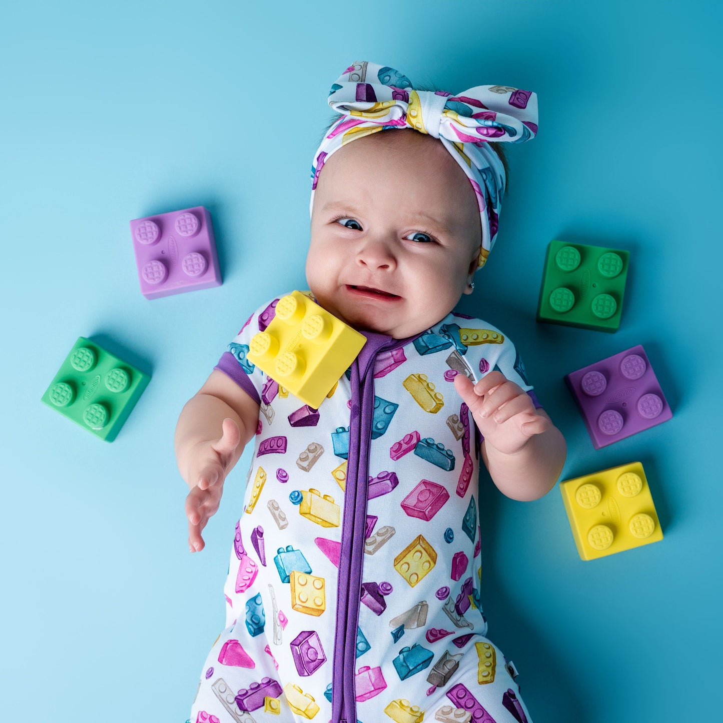Block Party (Purple) Short Sleeve Romper BDLJ