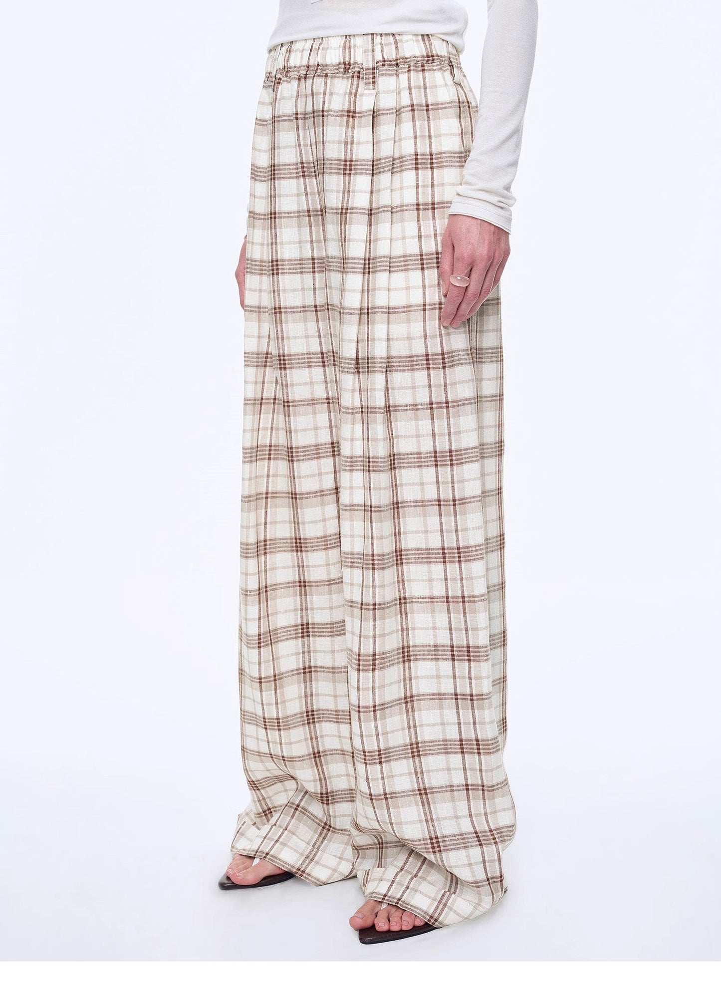 "Plaid Accent" Linen Pants