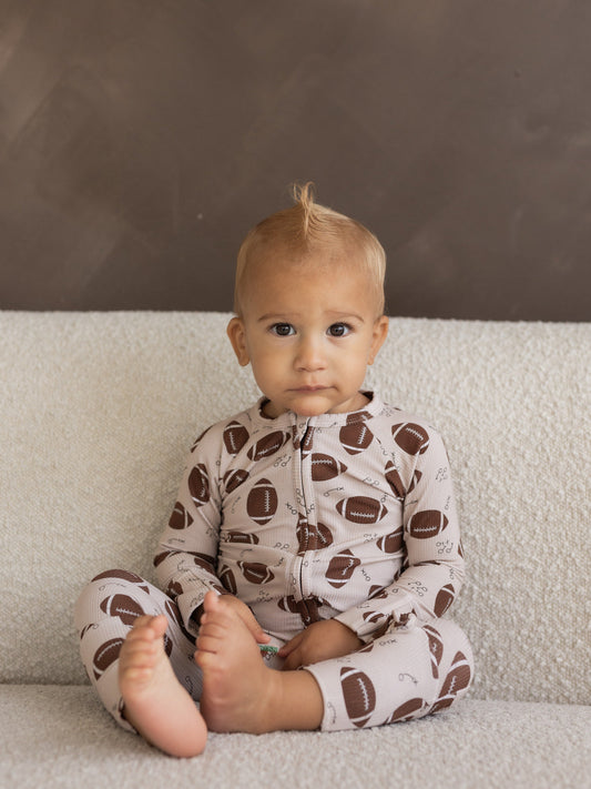 Football (Ribbed) | Bamboo Zipper Pajamas