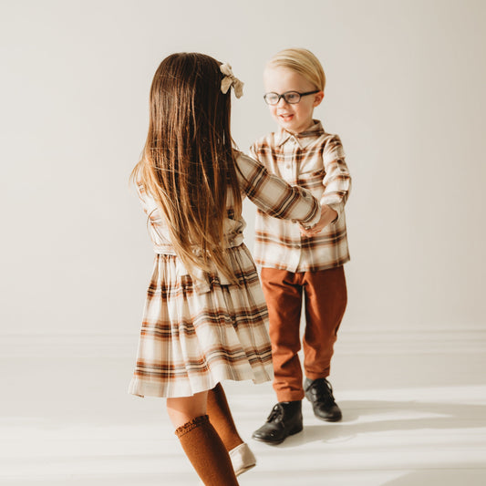 Brown Plaid Boy's Shirt