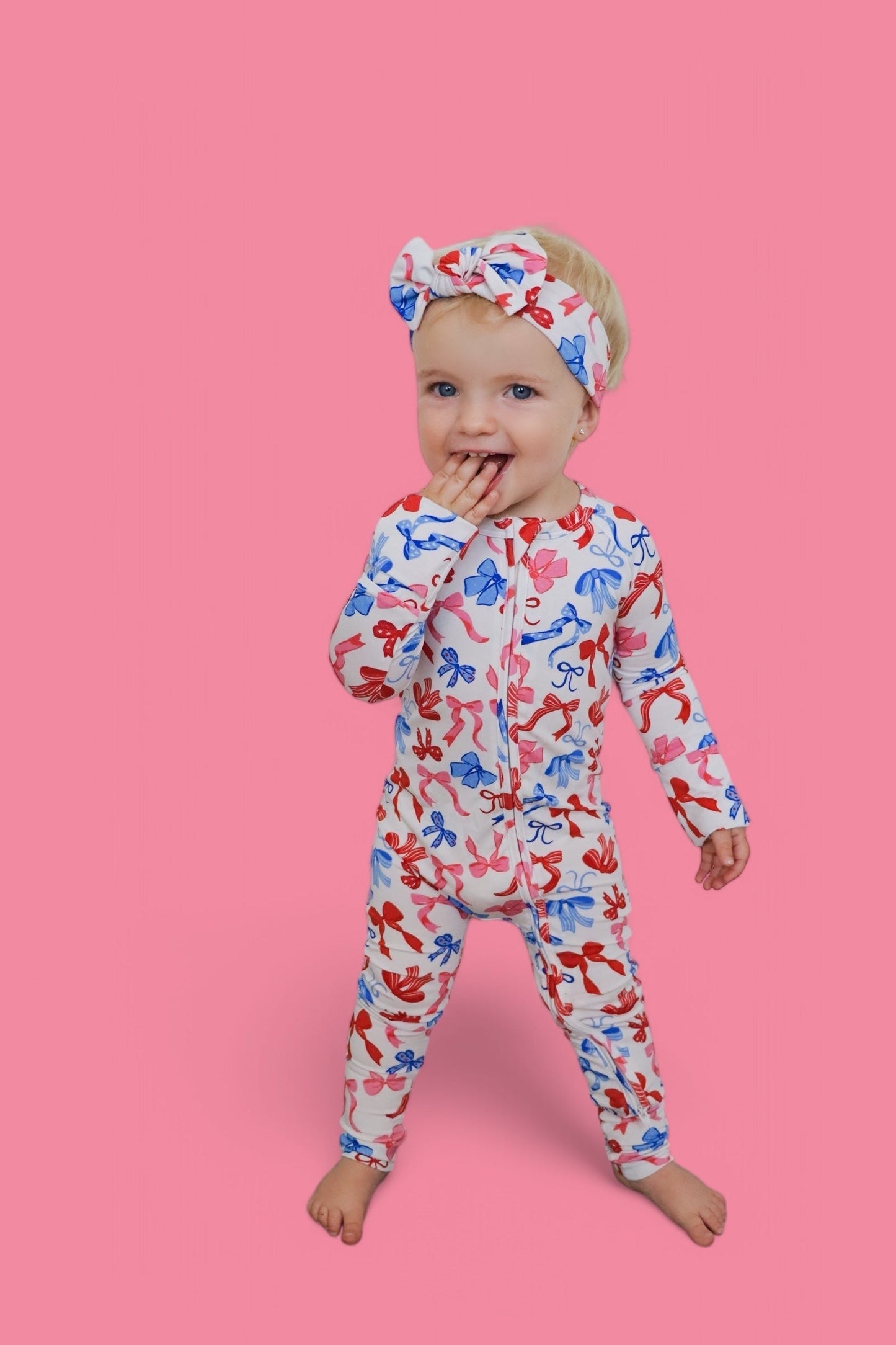 RED, WHITE AND BOWS DREAM ROMPER