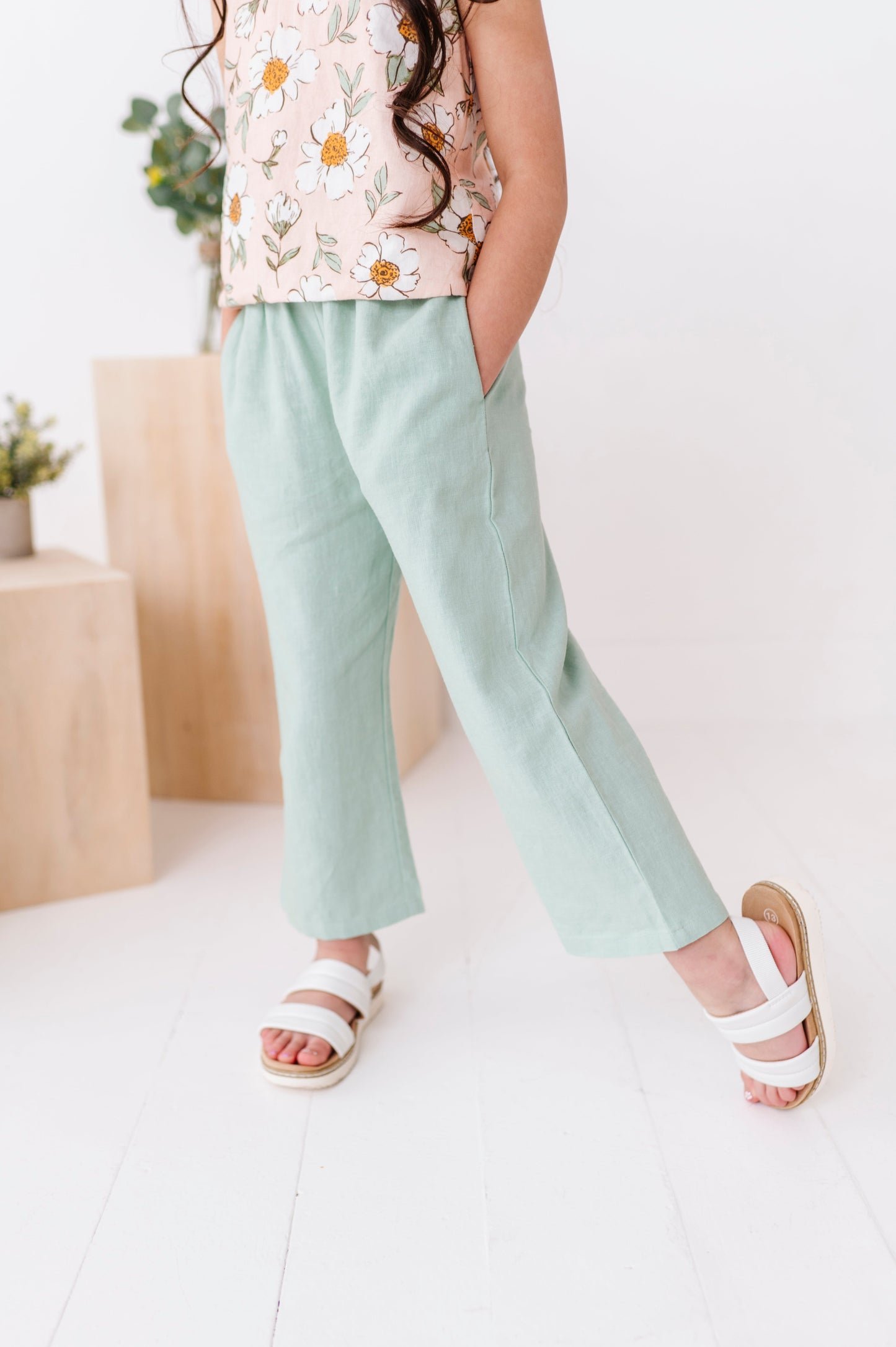 Peachy Peonies | Tie-Back + Crop Pants Set