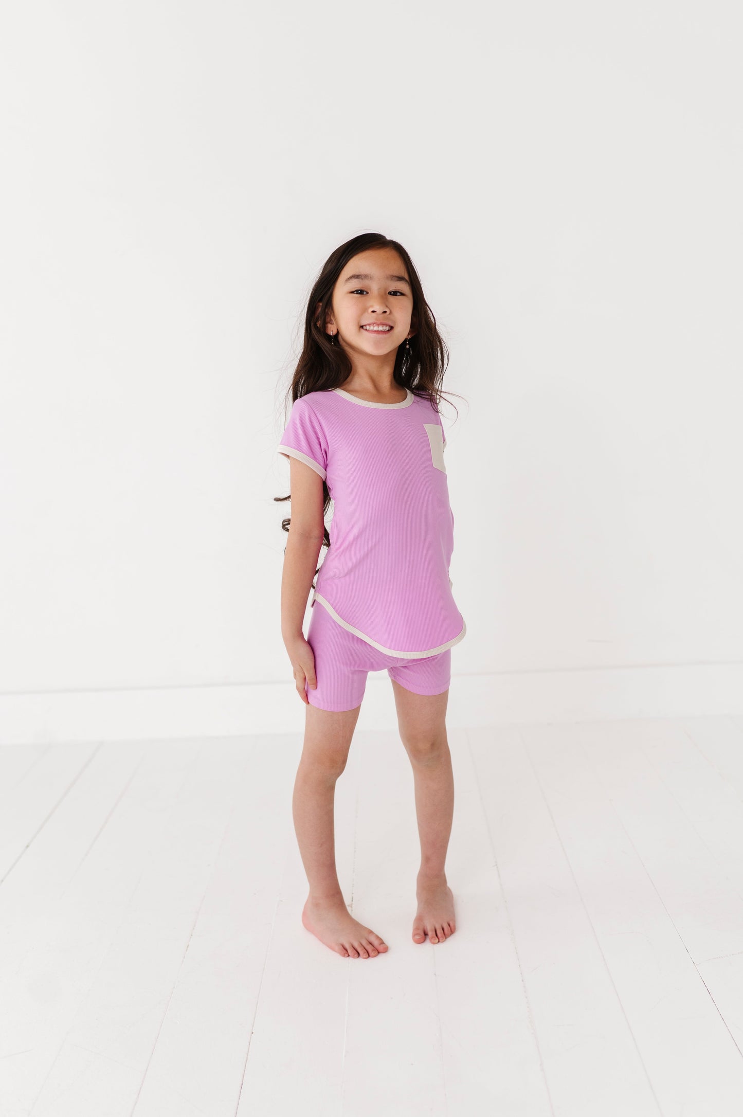 LAVENDER | T-Shirt Dress + Shorts RIB SET
