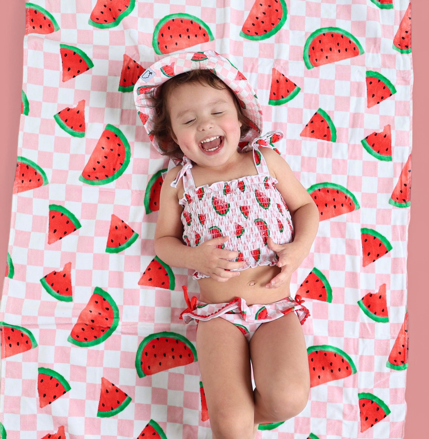 ONE IN A MELON DREAM SMOCKED TANKINI TWO PIECE SWIM SUIT