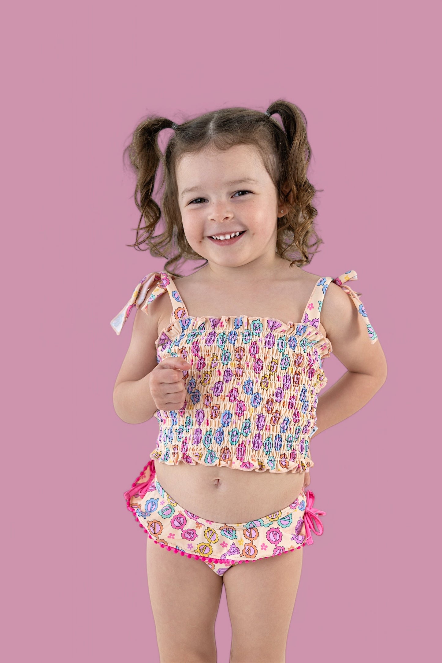 RAY OF SUNSHINE DREAM SMOCKED TANKINI TWO PIECE SWIM SUIT