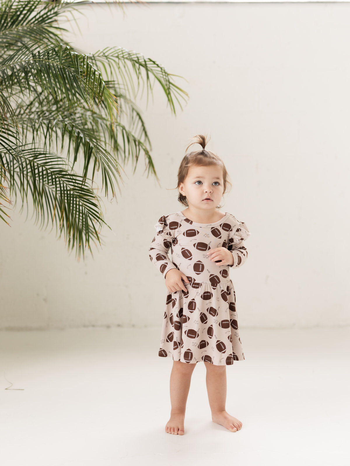 Football (Ribbed) | Bamboo Flutter Twirl Dress with Bodysuit