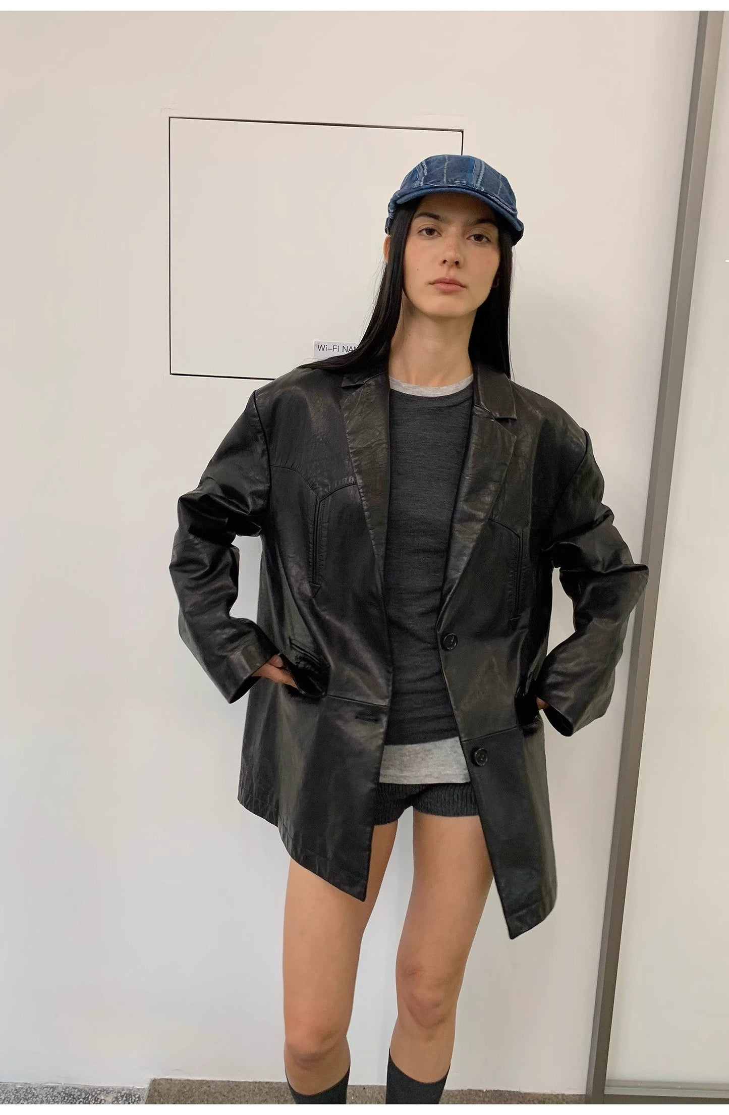 Custom-Dyed Washed Leather Blazer