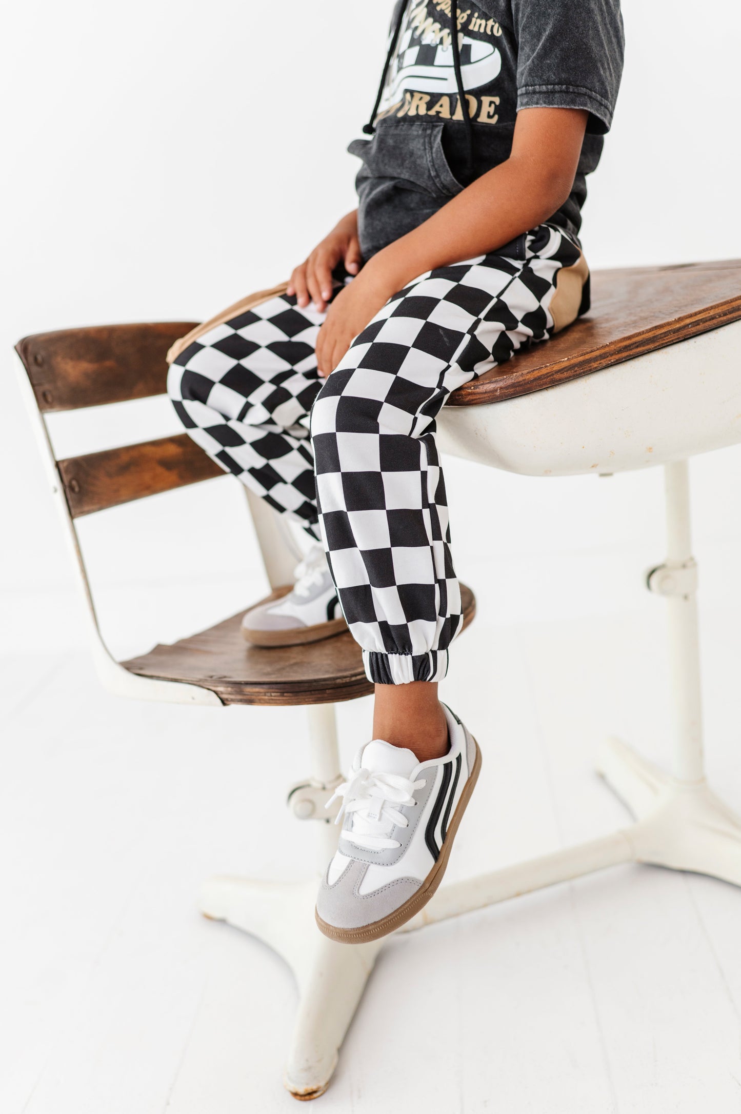 Checkered Black+White Cargo Joggers