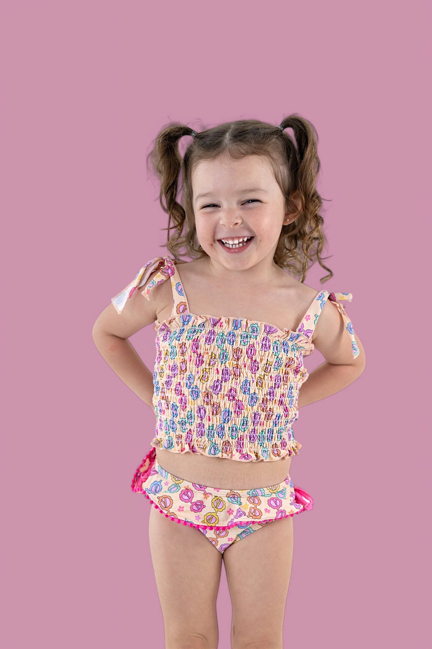 RAY OF SUNSHINE DREAM SMOCKED TANKINI TWO PIECE SWIM SUIT