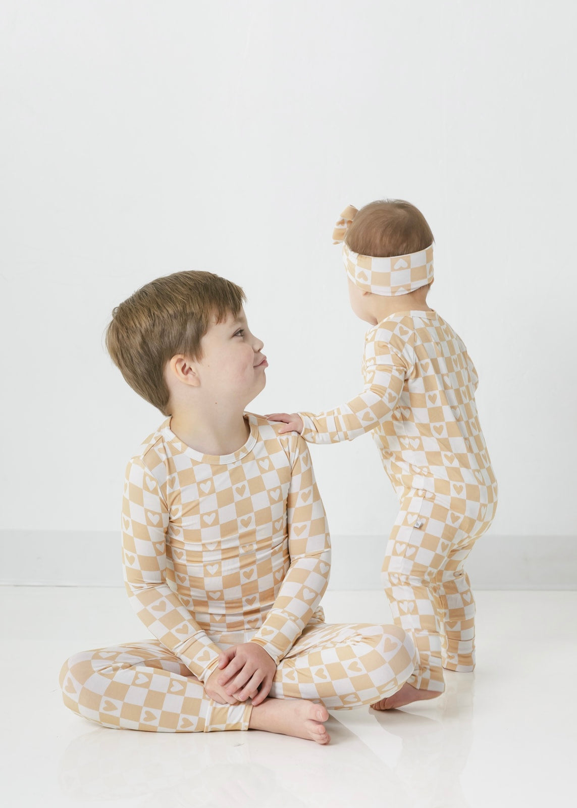 Checker Hearts | Bamboo Two Piece Pajamas