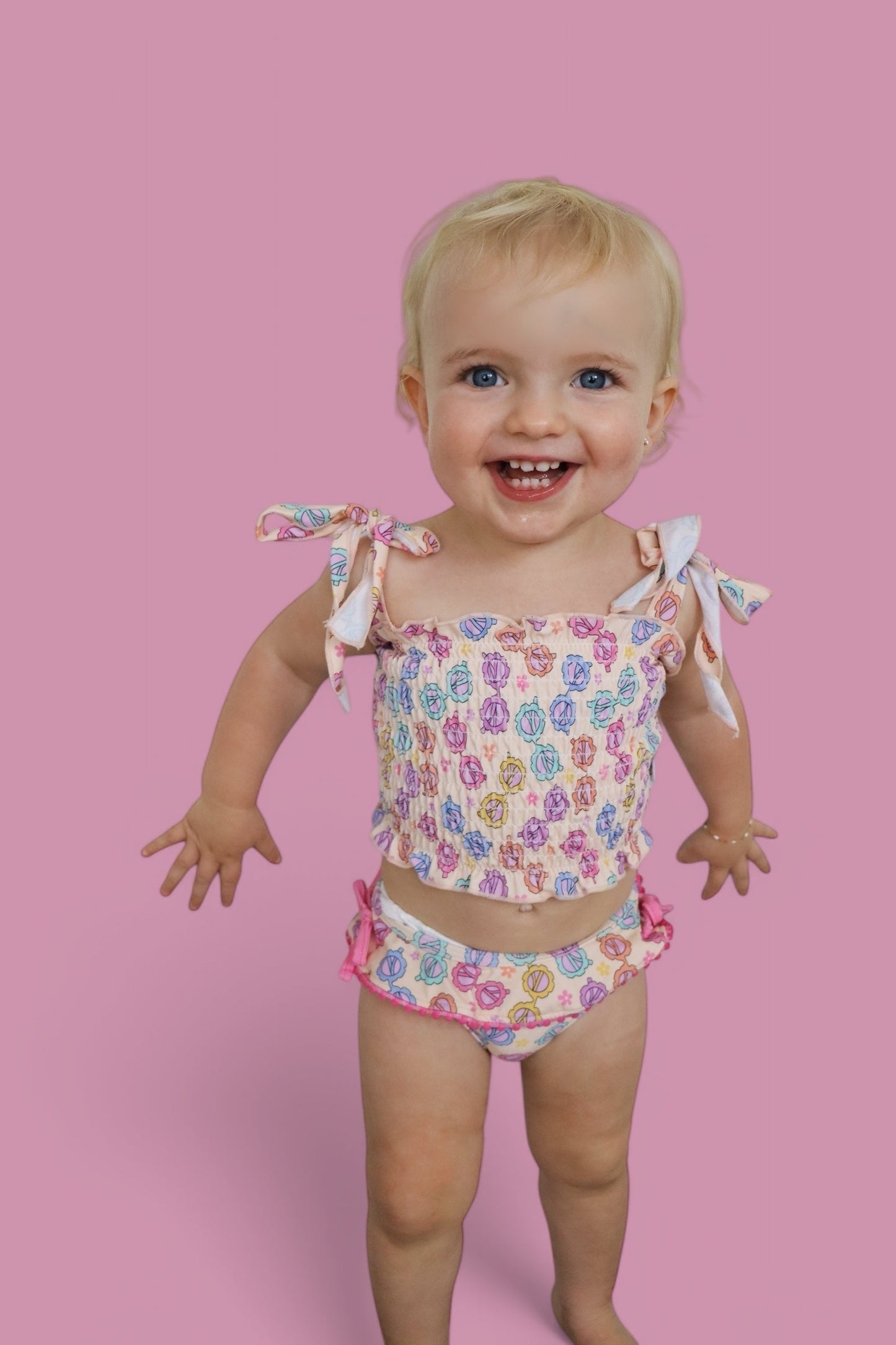RAY OF SUNSHINE DREAM SMOCKED TANKINI TWO PIECE SWIM SUIT