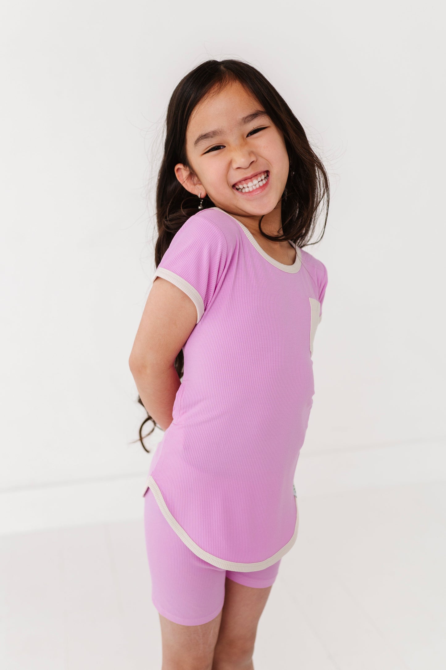 LAVENDER | T-Shirt Dress + Shorts RIB SET