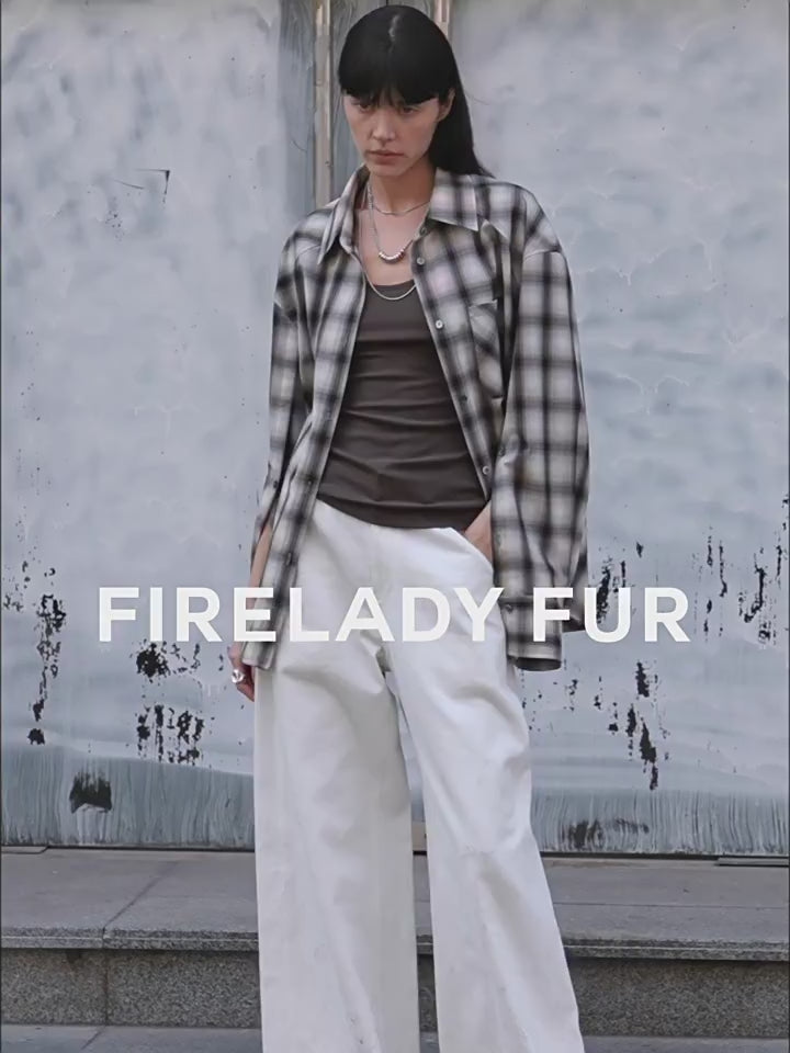 Style Diary Tencel Acetate Jacquard Check Dropped Shoulder Shirt