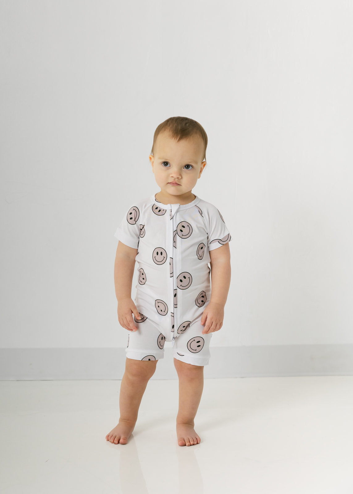 Smiley | Bamboo Shortie Zip Romper