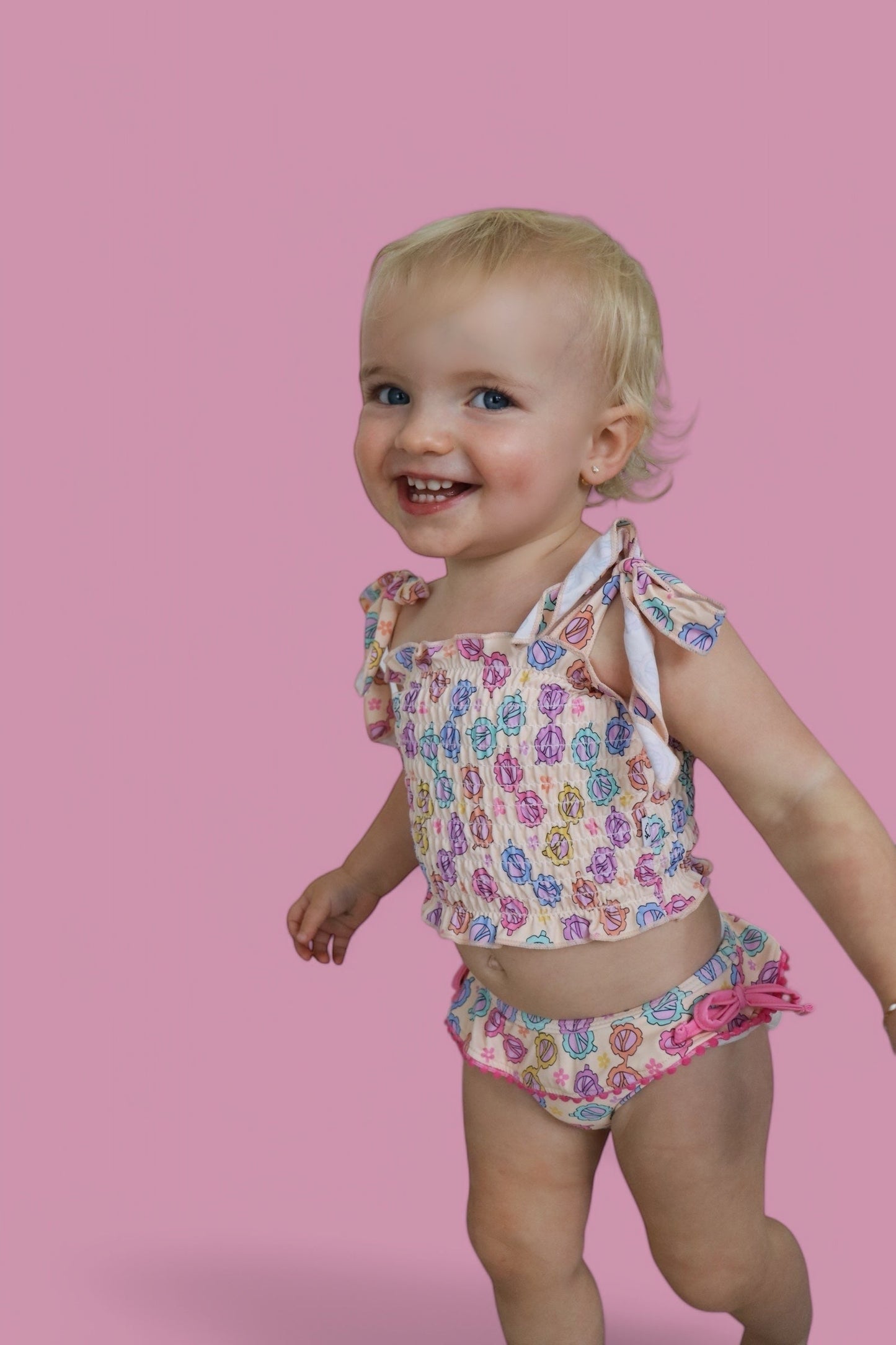 RAY OF SUNSHINE DREAM SMOCKED TANKINI TWO PIECE SWIM SUIT