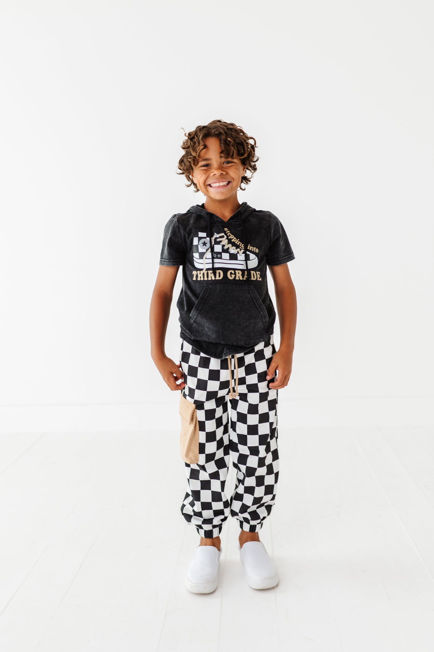 Checkered Black+White Cargo Joggers
