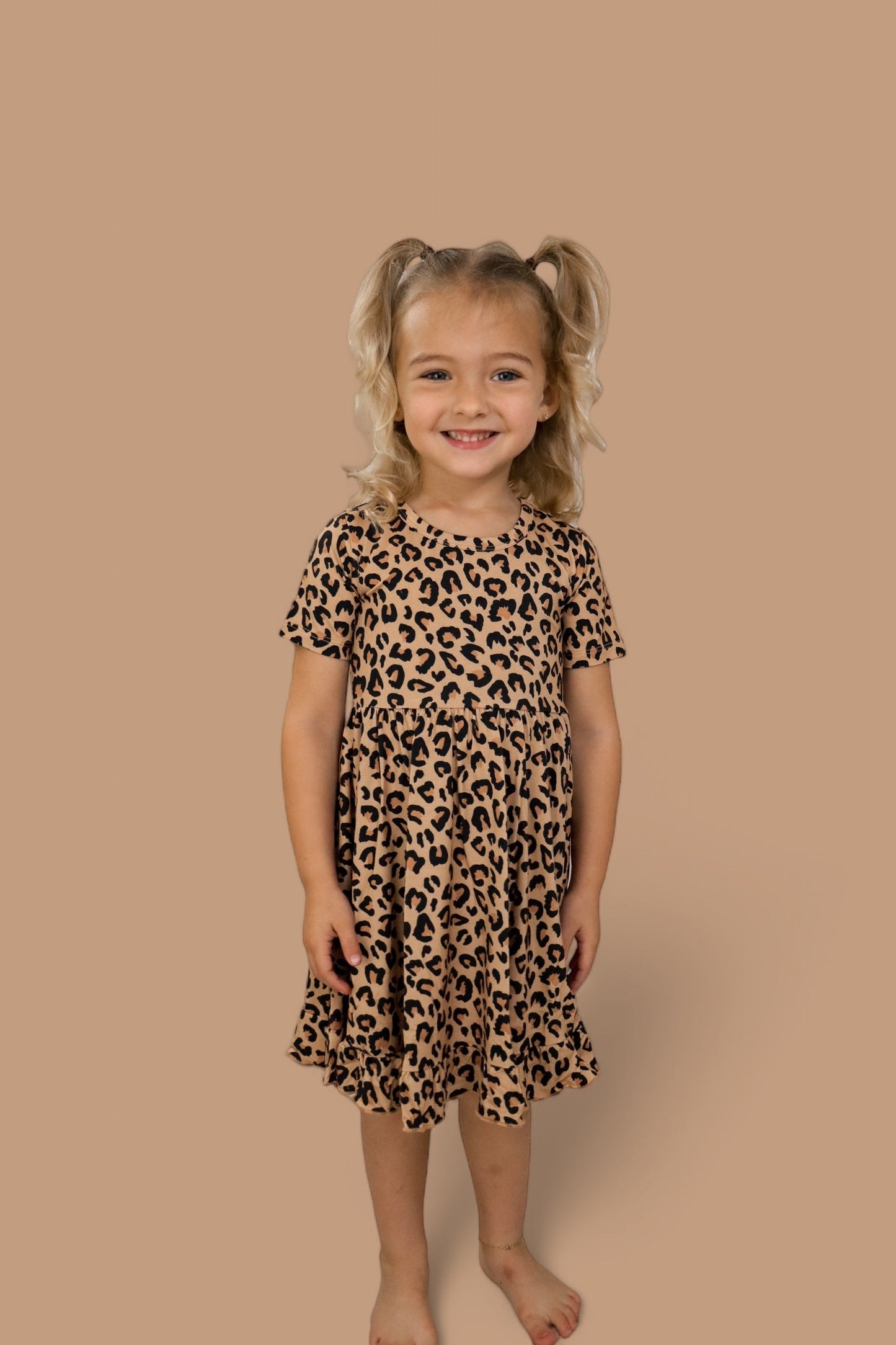 LEOPARD DREAM RUFFLE DRESS