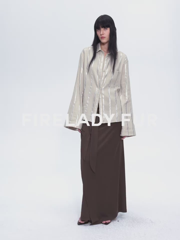 Anonymous Letter Silver Stripe Trumpet Sleeve Shirt