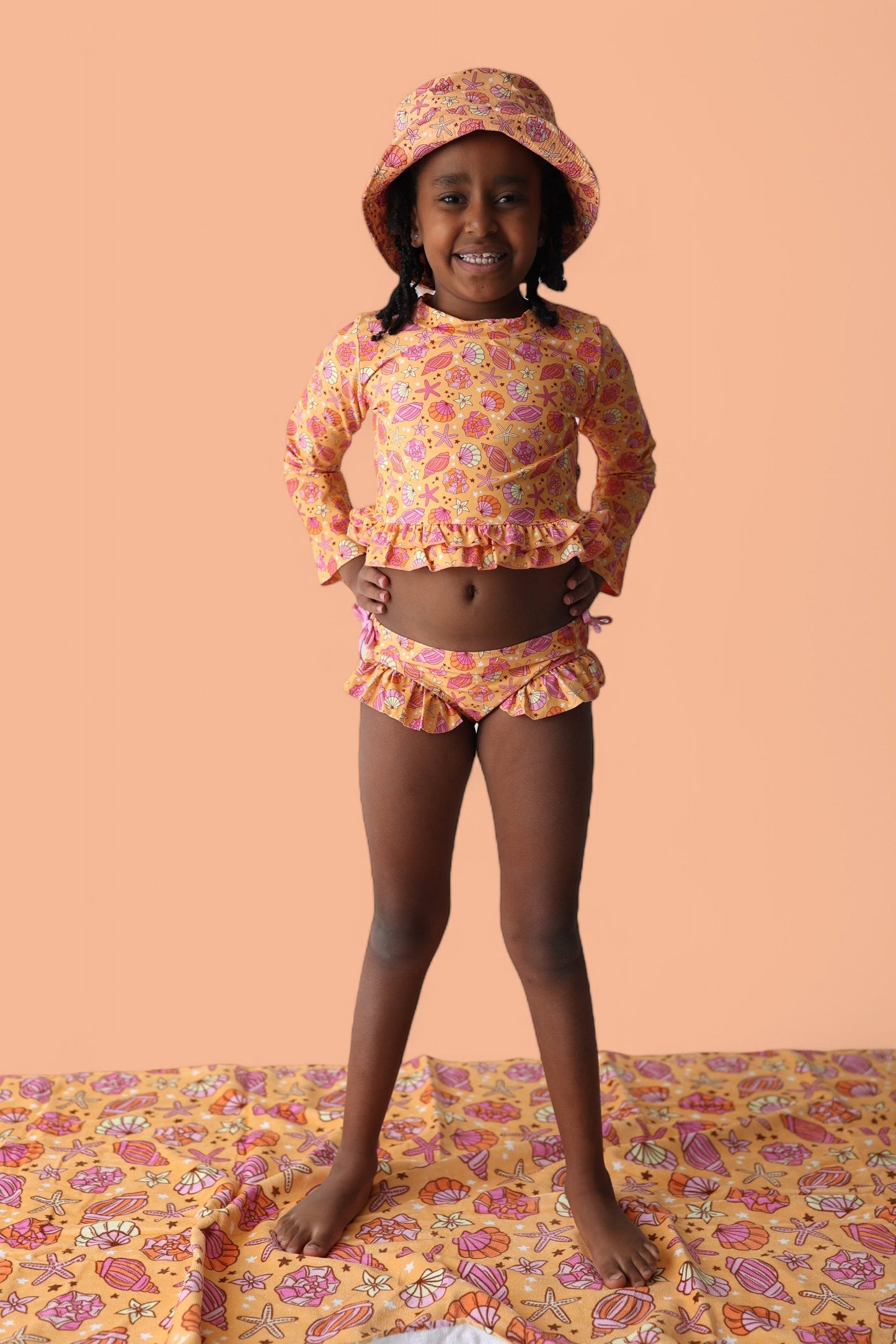 SHELLO SUMMER DREAM TWO-PIECE RASH GUARD RUFFLE SWIM SUIT