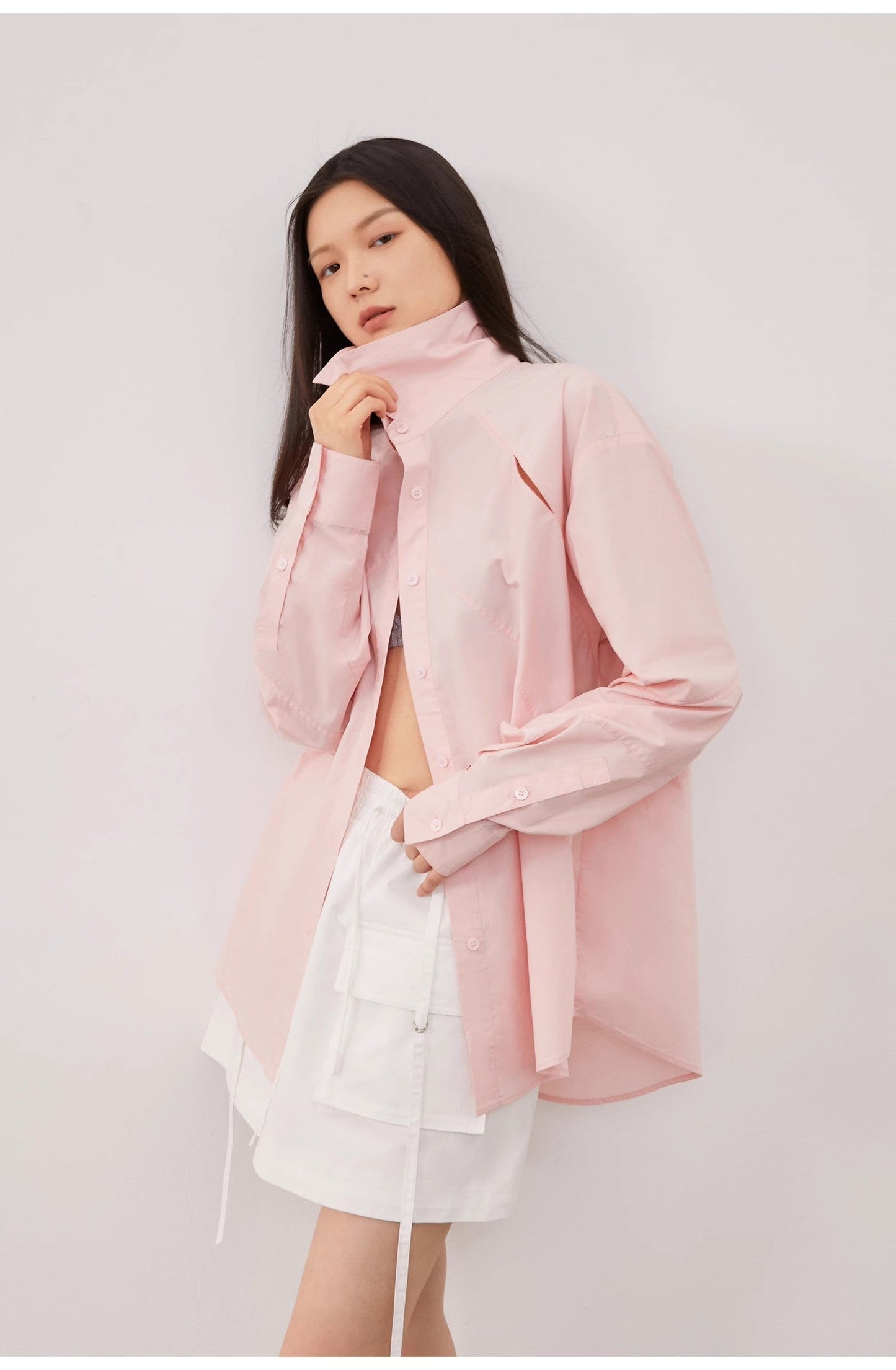 Striped Long-Sleeved Shirt Jacket