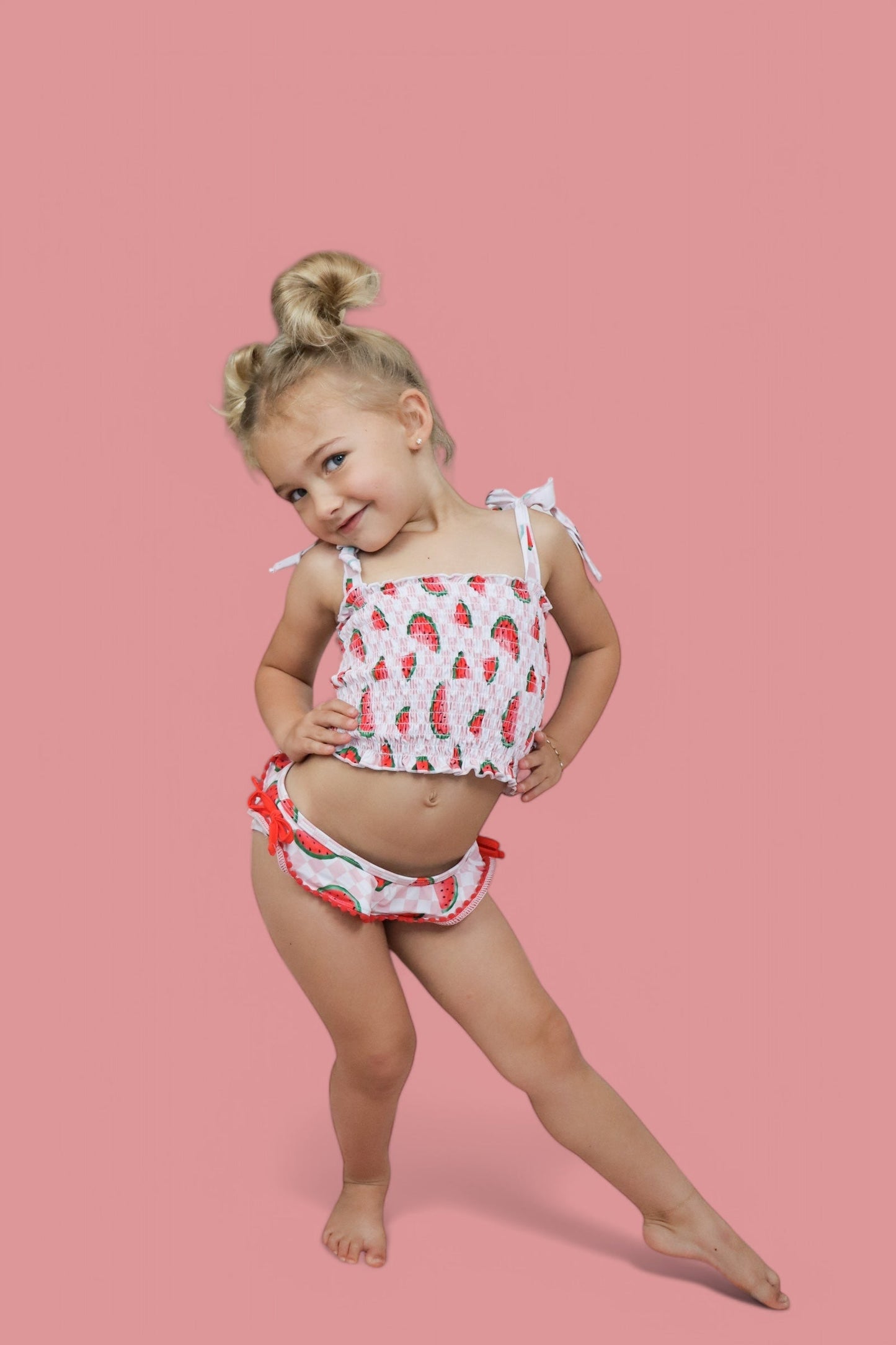 ONE IN A MELON DREAM SMOCKED TANKINI TWO PIECE SWIM SUIT