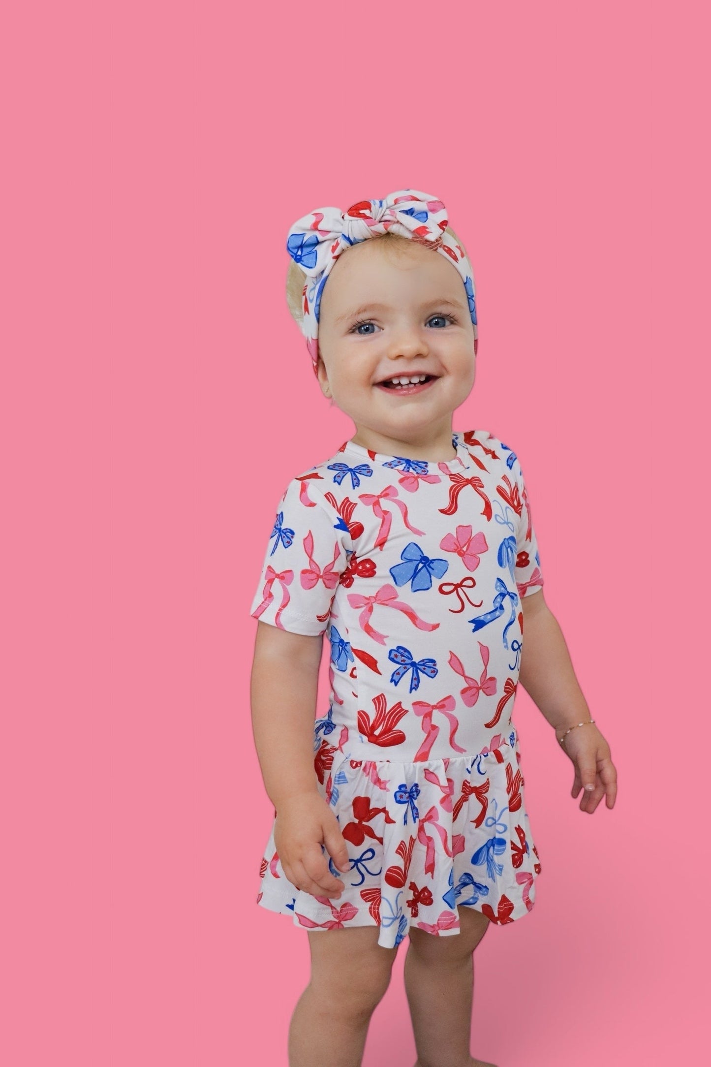 RED, WHITE AND BOWS DREAM BODYSUIT DRESS