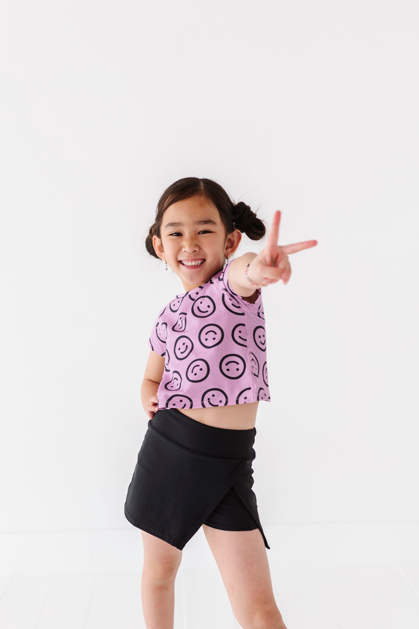 Mauve Smilies | Cross Back Tee