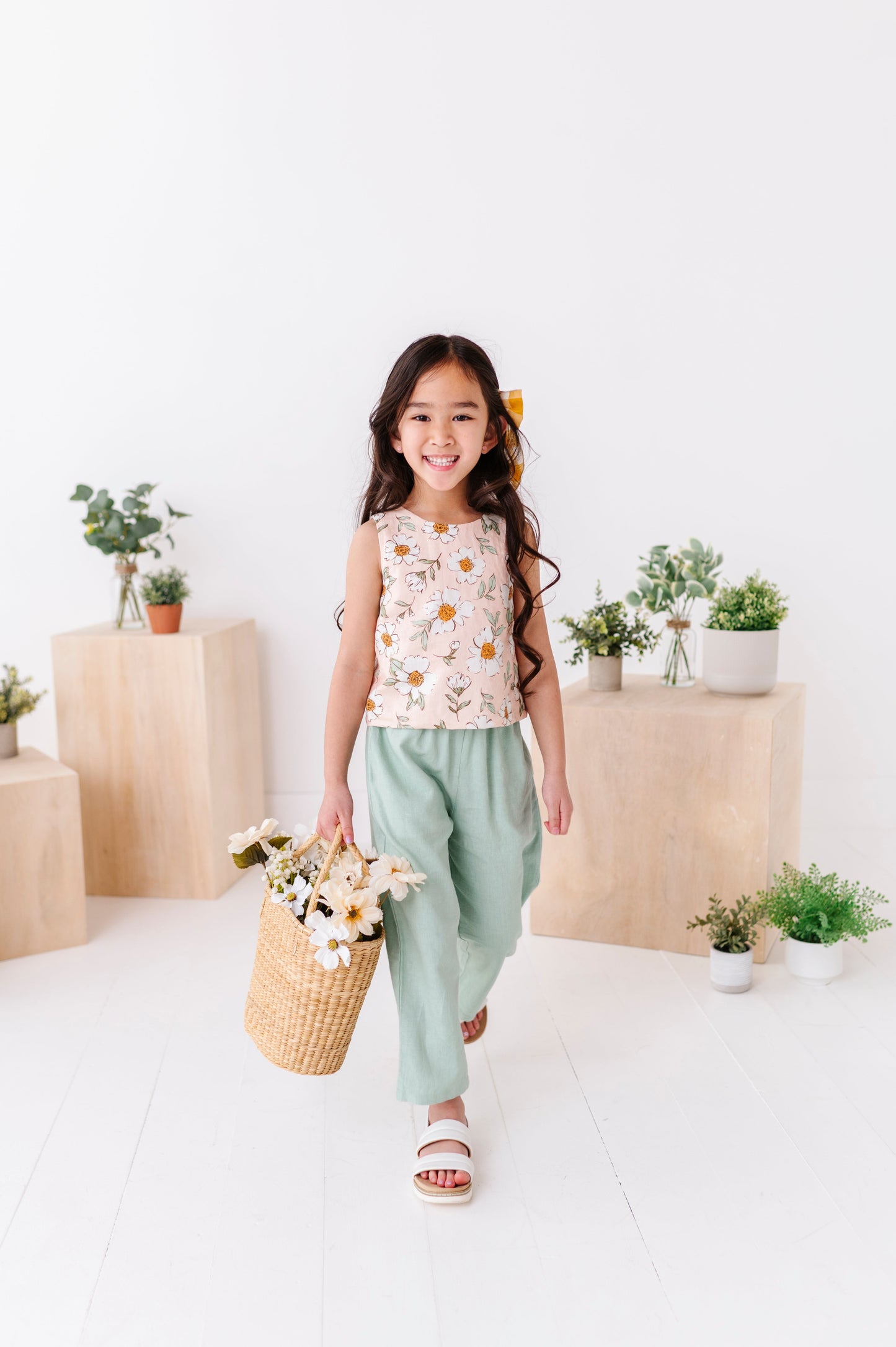 Peachy Peonies | Tie-Back + Crop Pants Set