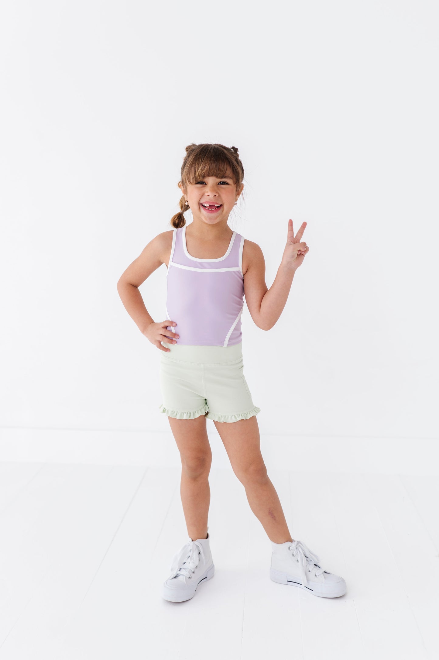 Hint of Mint | Ribbed Ruffle Yoga Shorts