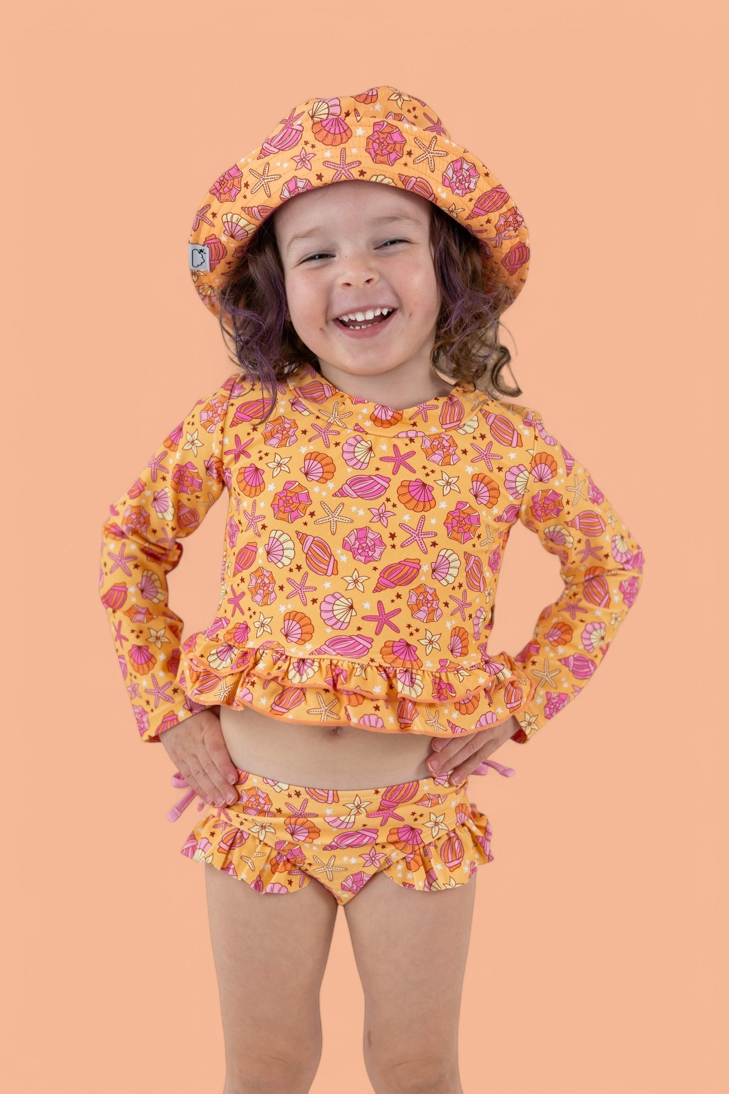 SHELLO SUMMER DREAM TWO-PIECE RASH GUARD RUFFLE SWIM SUIT