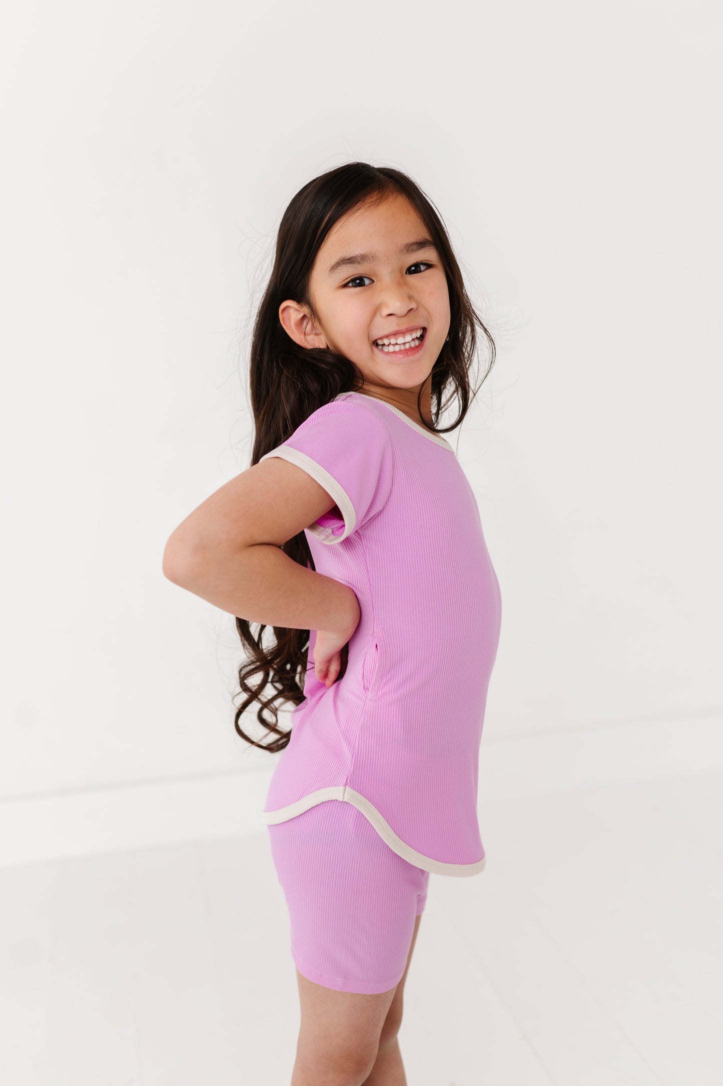 LAVENDER | T-Shirt Dress + Shorts RIB SET