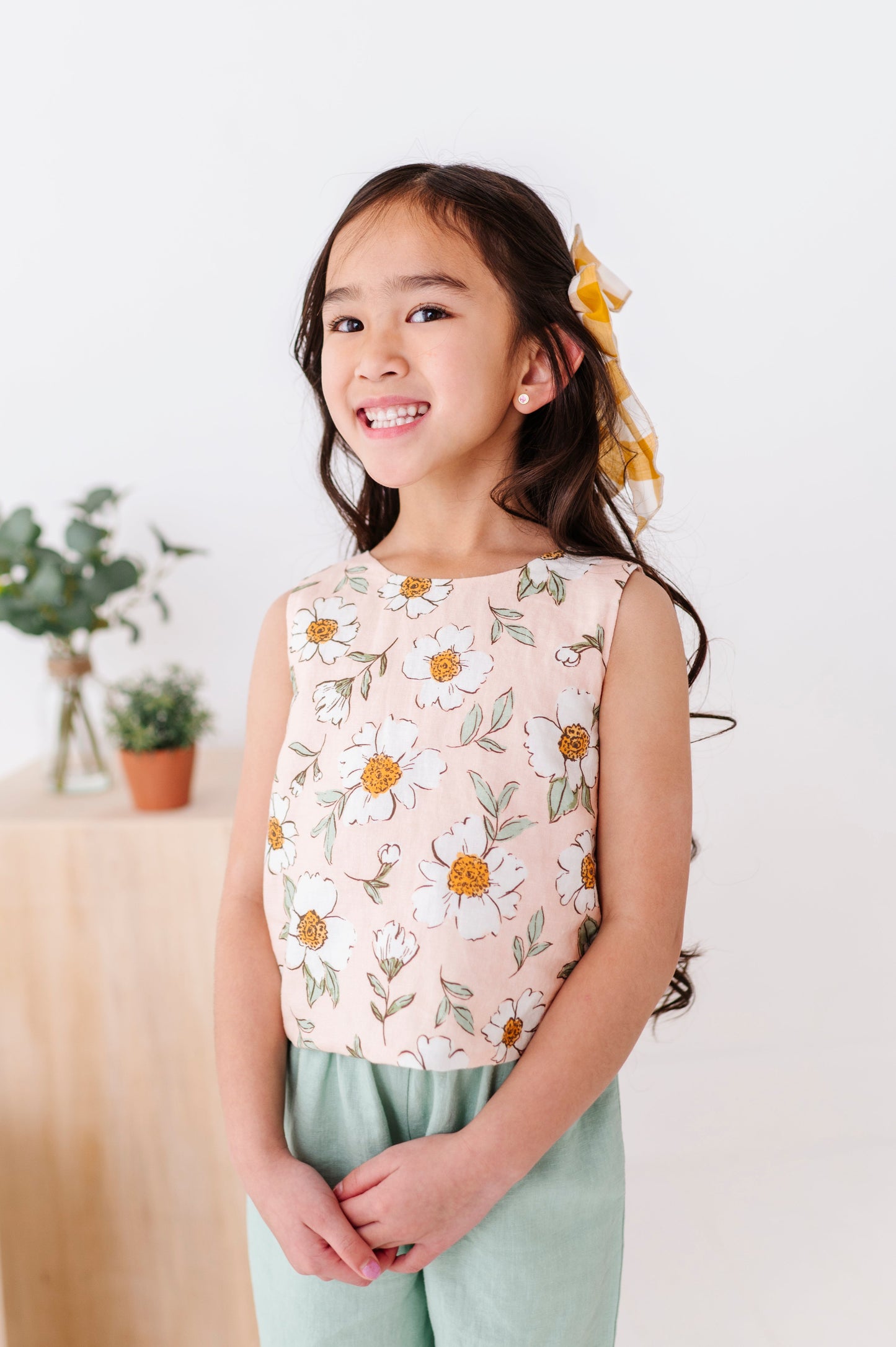 Peachy Peonies | Tie-Back + Crop Pants Set