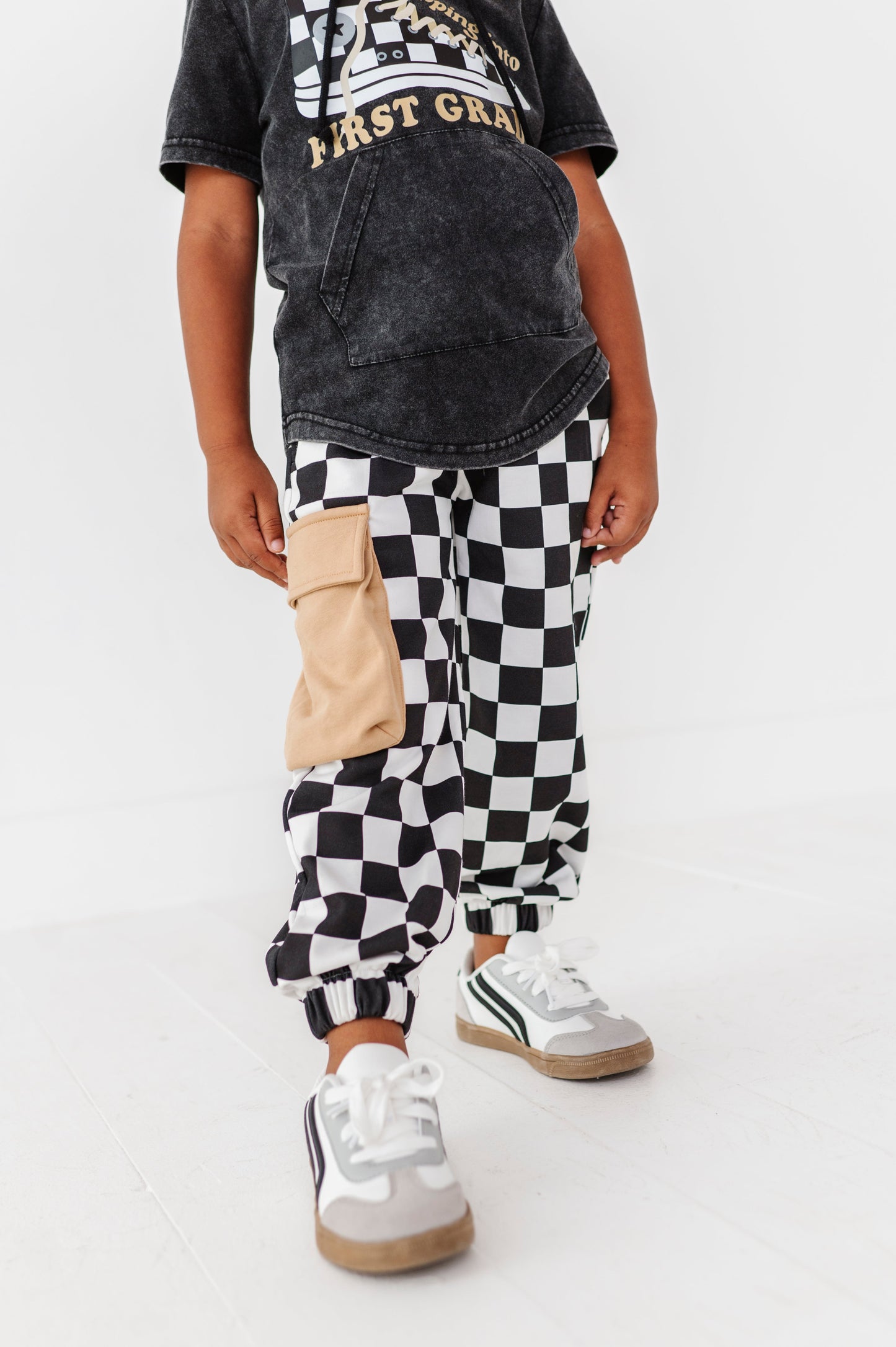 Checkered Black+White Cargo Joggers