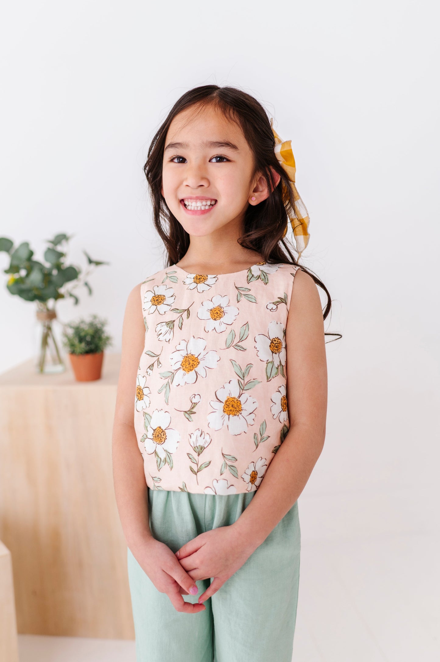 Peachy Peonies | Tie-Back + Crop Pants Set