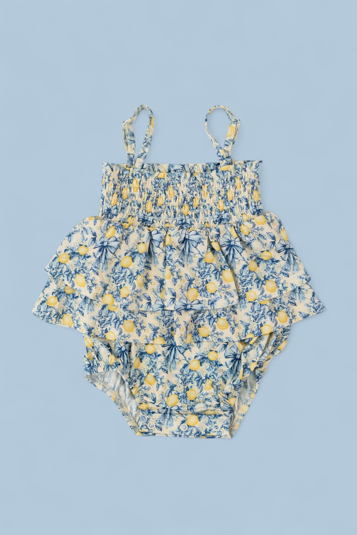 VINTAGE CITRUS TOILE SMOCKED TIERED DREAM BODYSUIT DRESS