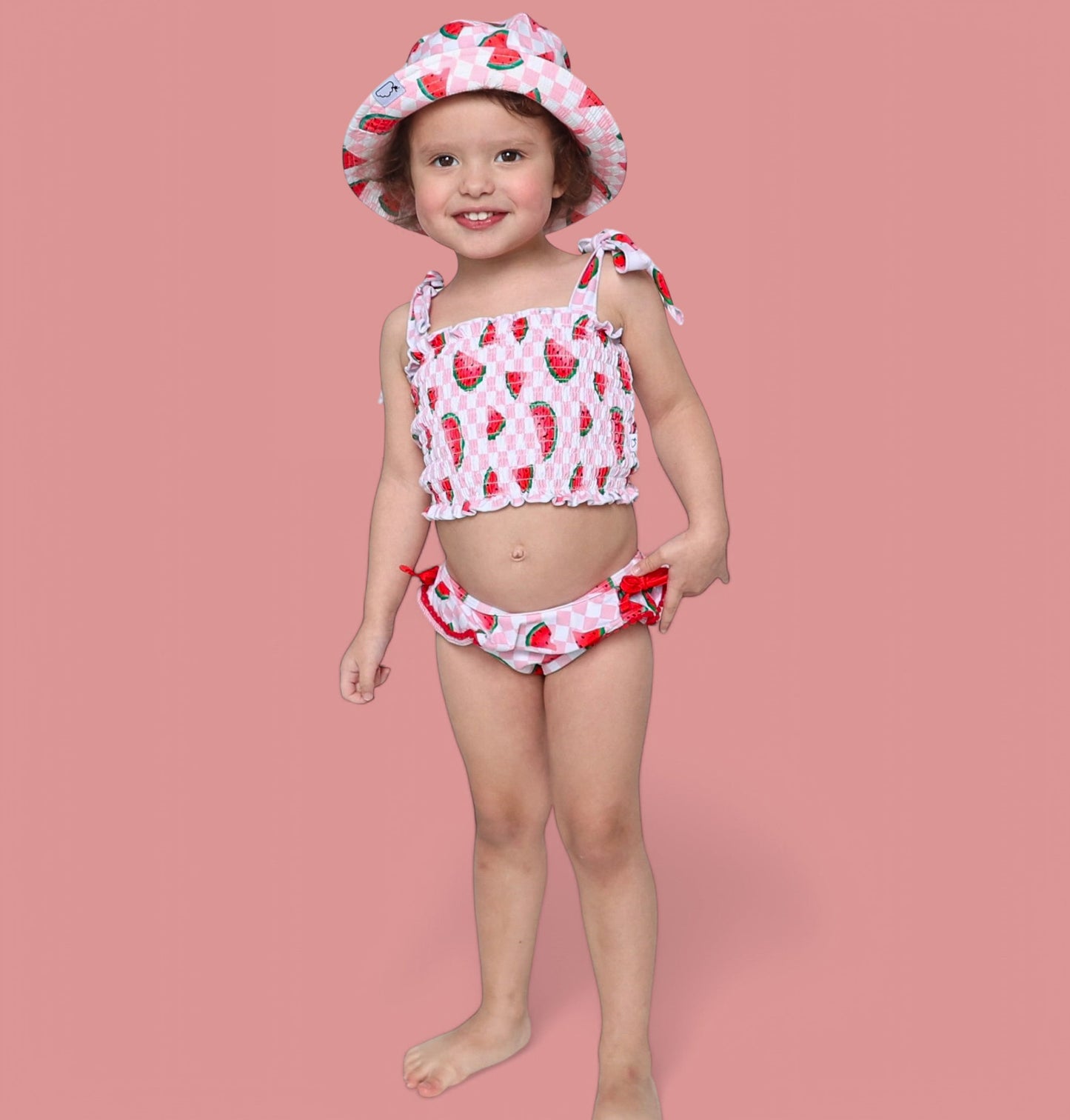 ONE IN A MELON DREAM SMOCKED TANKINI TWO PIECE SWIM SUIT