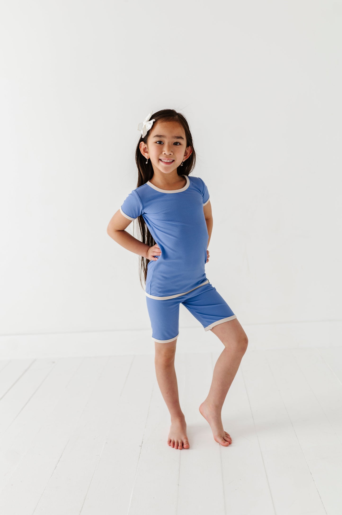 PERIWINKLE | Tee + Biker Shorts RIB SET