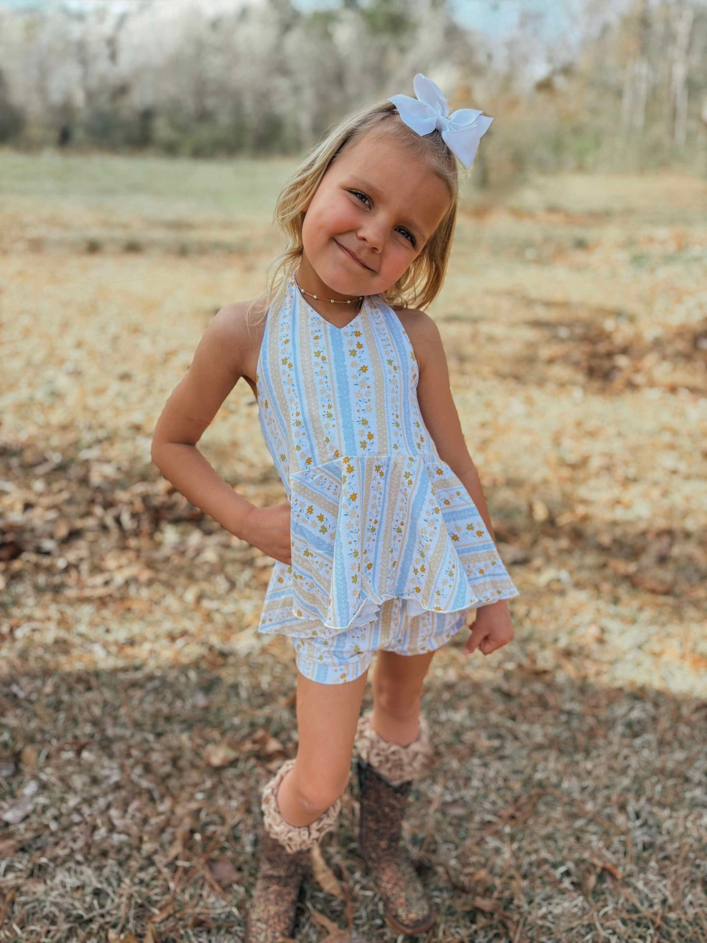 Yellow Floral Peplum Set
