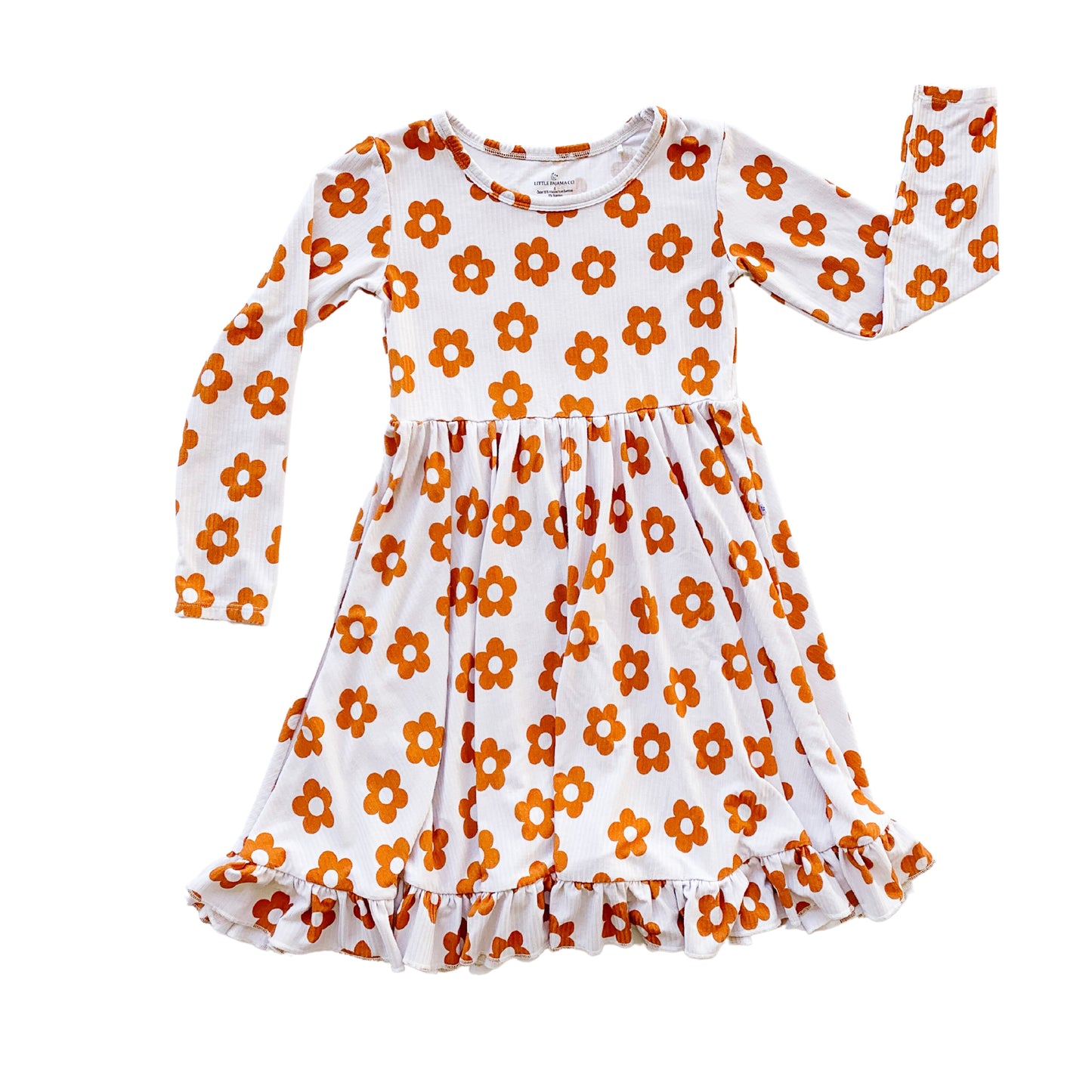 Tan Floral Ribbed Dress