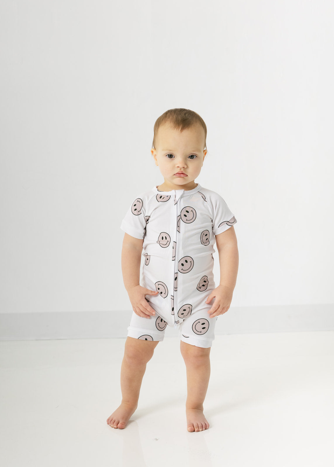 Smiley | Bamboo Shortie Zip Romper
