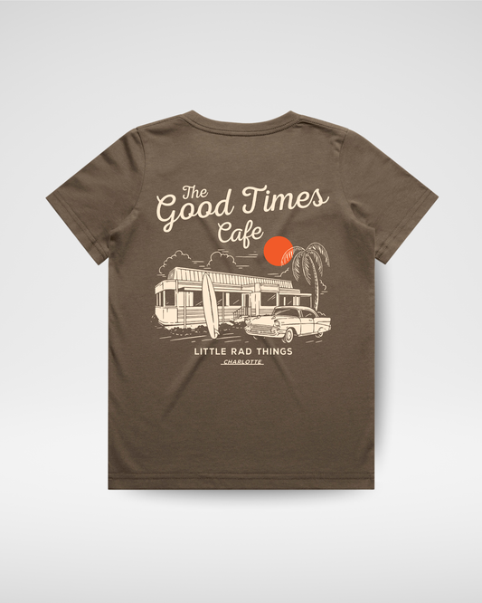 THE GOOD TIMES CAFE TEE - BROWN