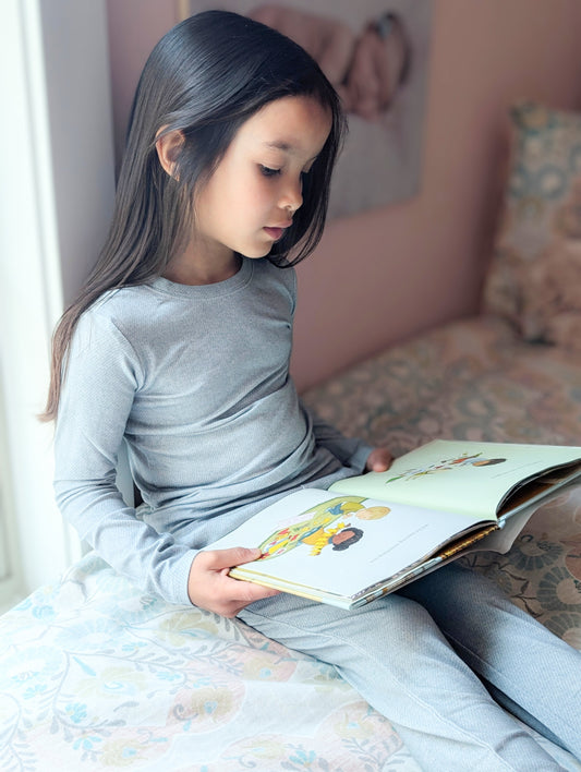 Light Blue Denim Print Two-Piece Set