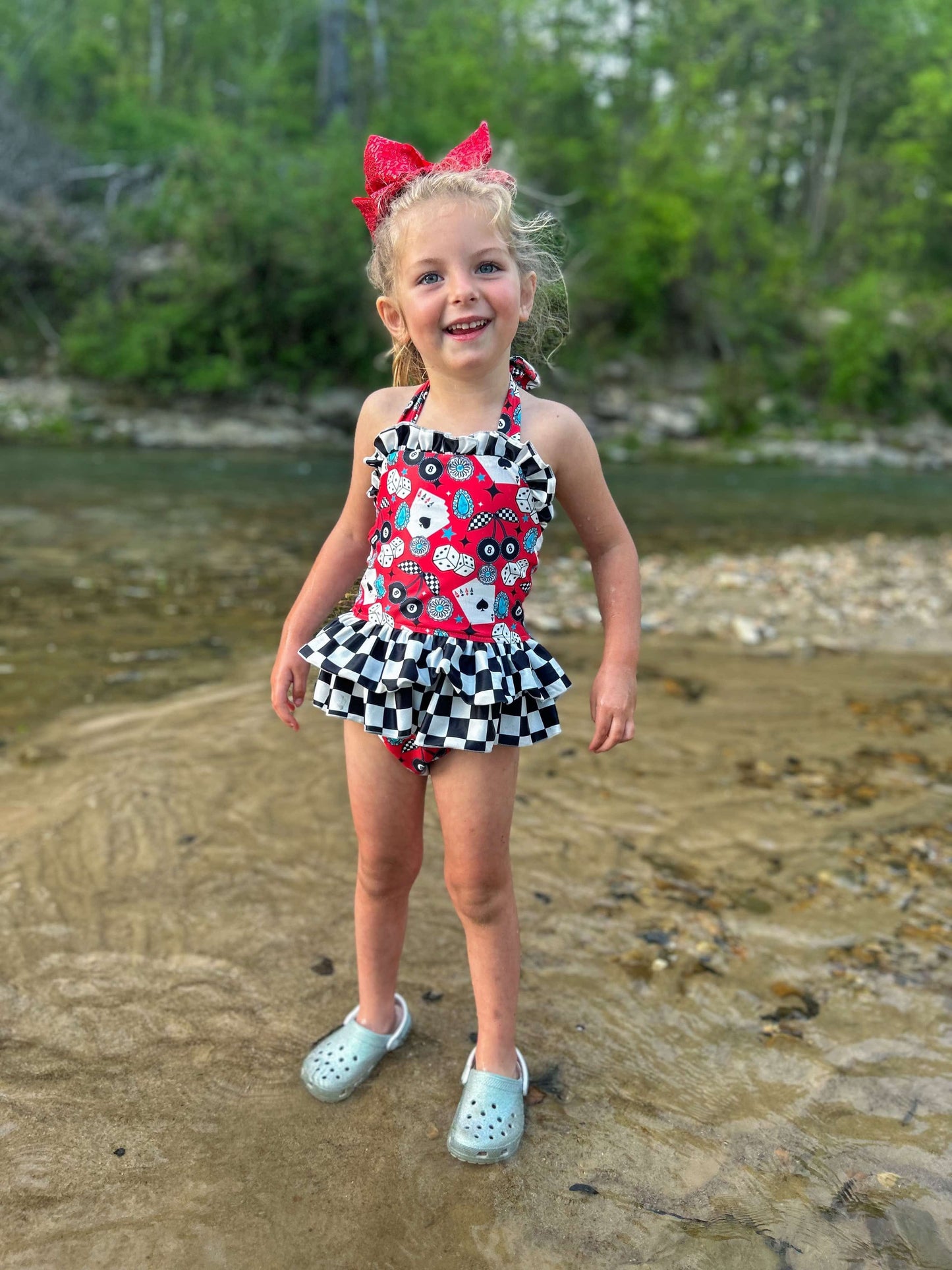 Wild Card Ruffled Swim Suit