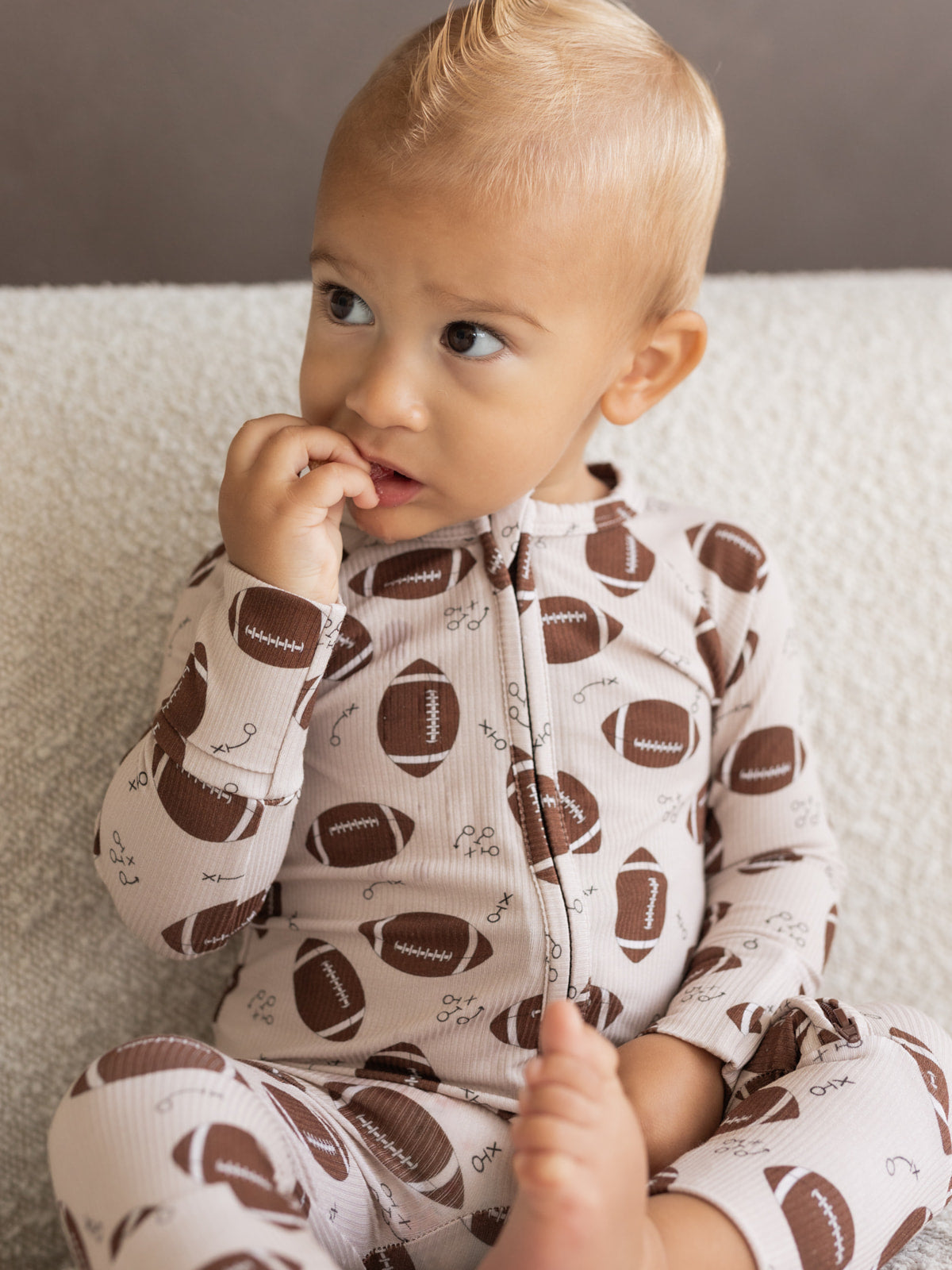 Football (Ribbed) | Bamboo Zipper Pajamas