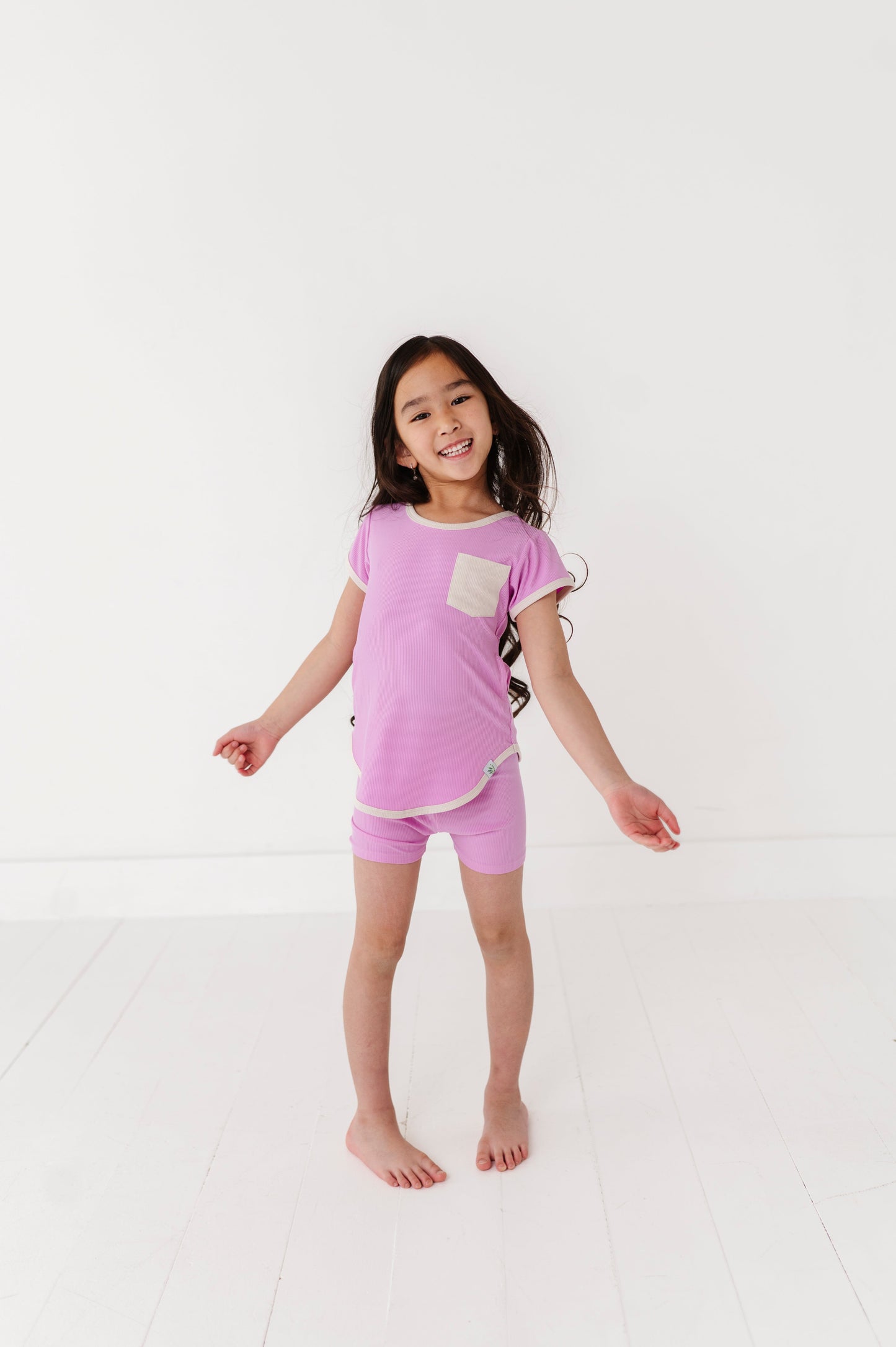 LAVENDER | T-Shirt Dress + Shorts RIB SET