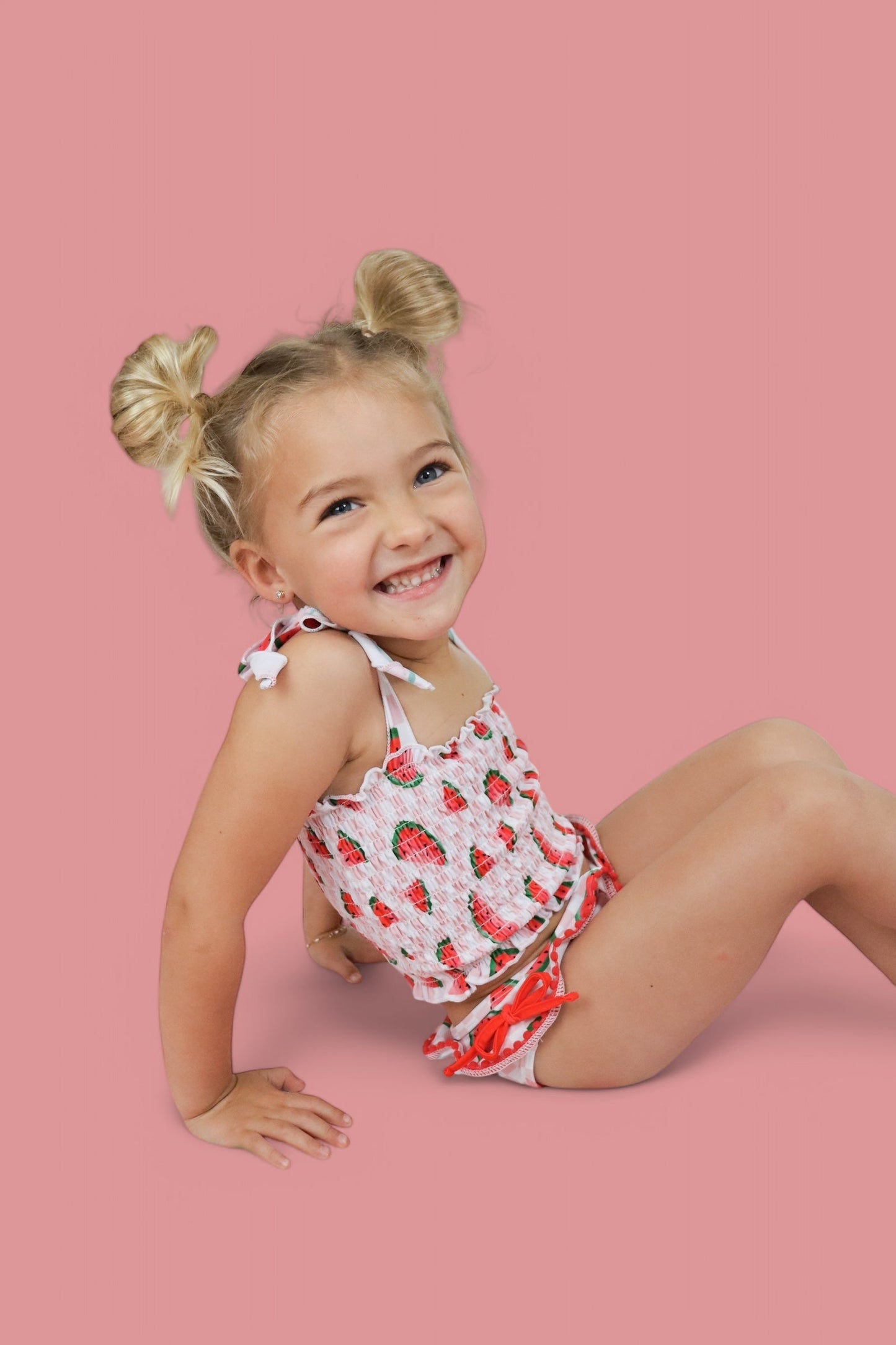 ONE IN A MELON DREAM SMOCKED TANKINI TWO PIECE SWIM SUIT