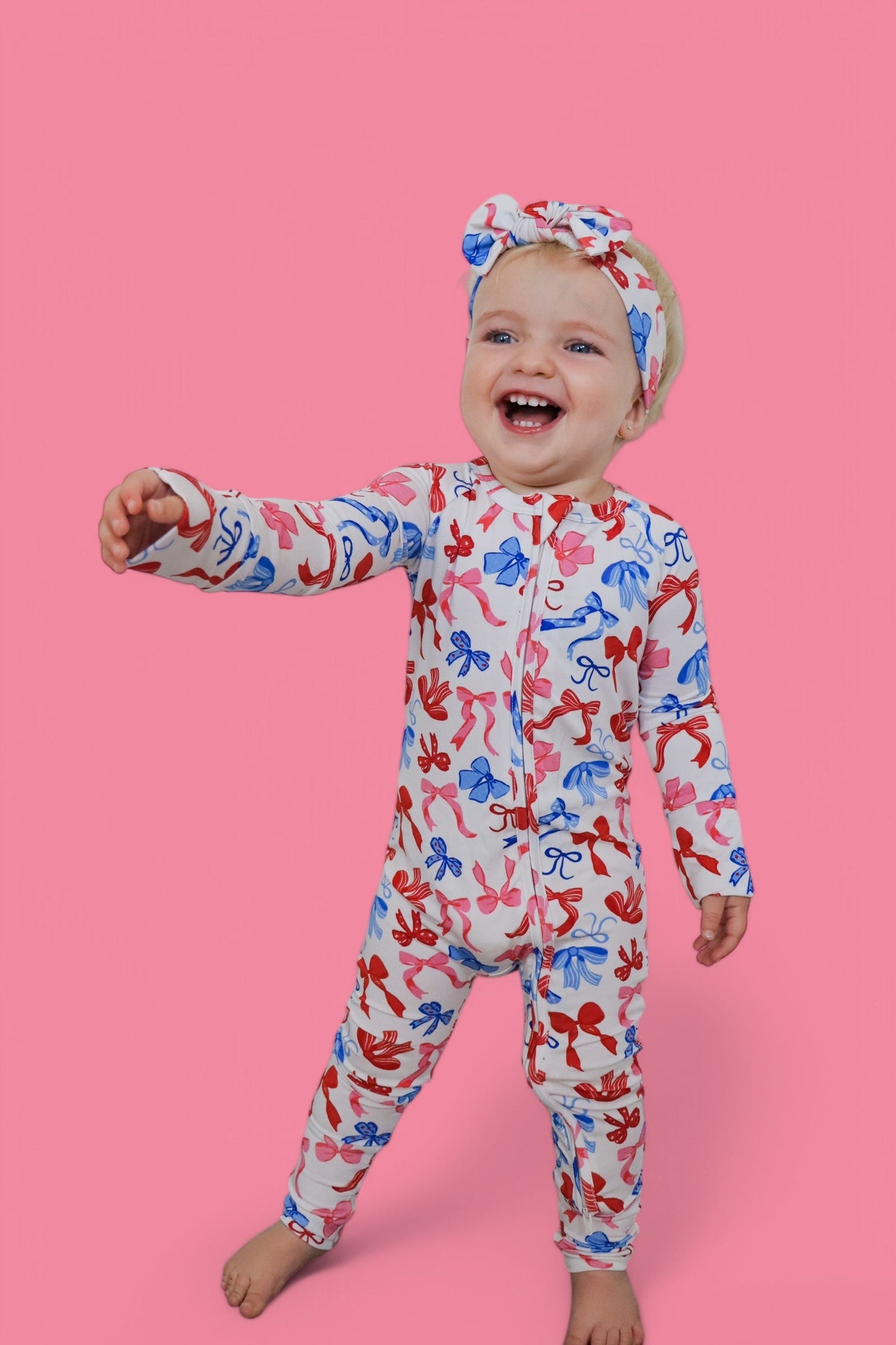 RED, WHITE AND BOWS DREAM ROMPER