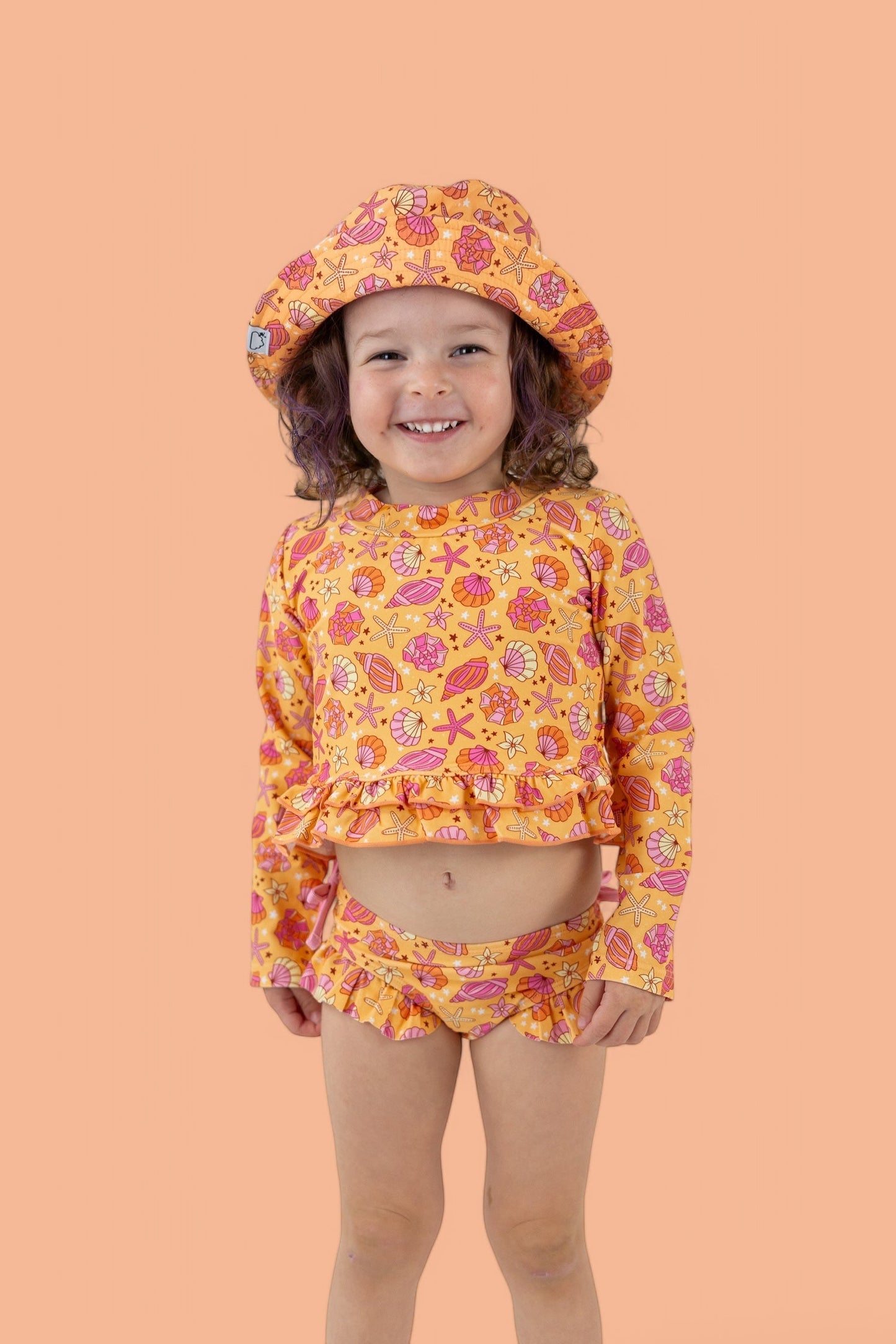 SHELLO SUMMER DREAM TWO-PIECE RASH GUARD RUFFLE SWIM SUIT